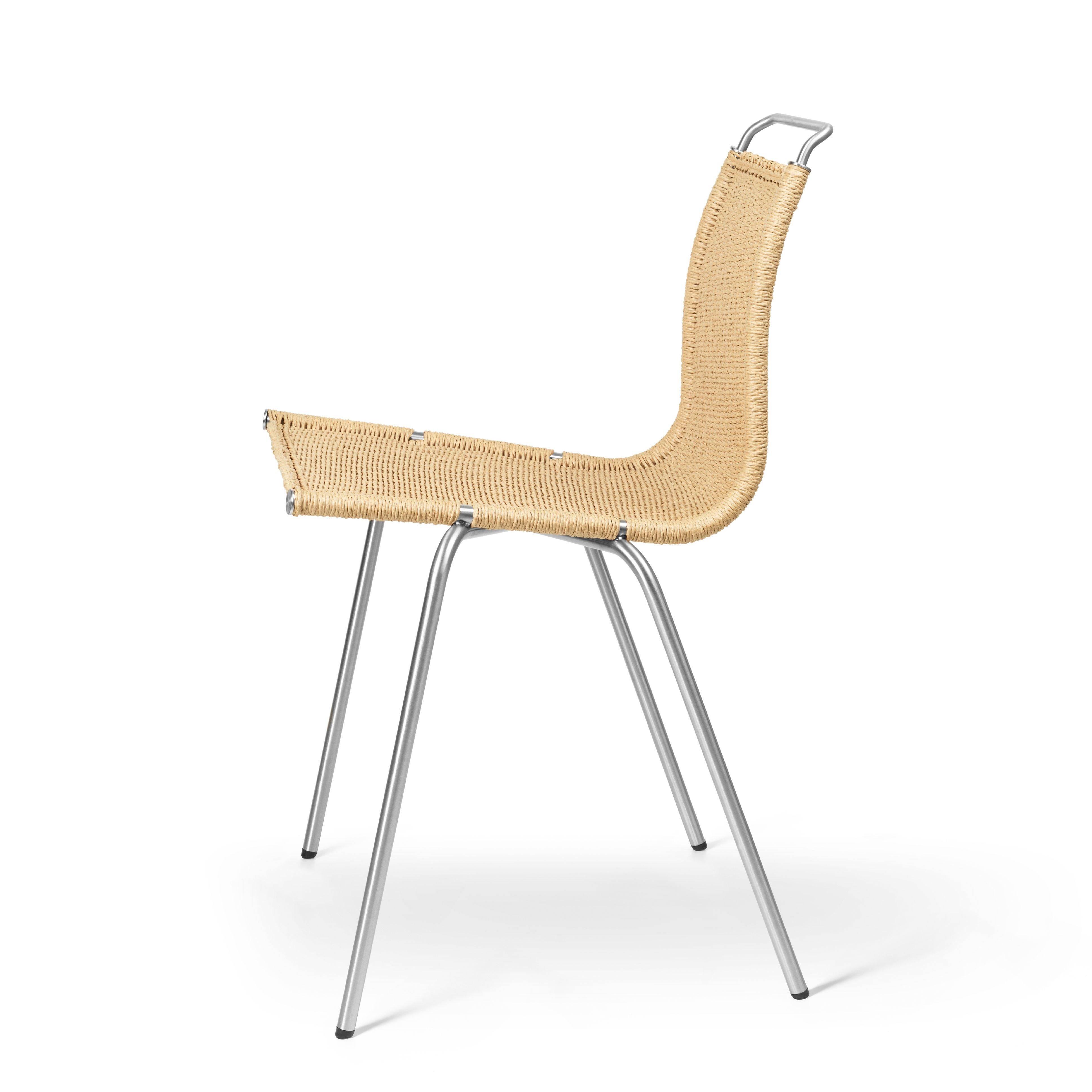 Carl Hansen Pk1 Chair, Stainless Brushed Steel/Natural Paper Cord