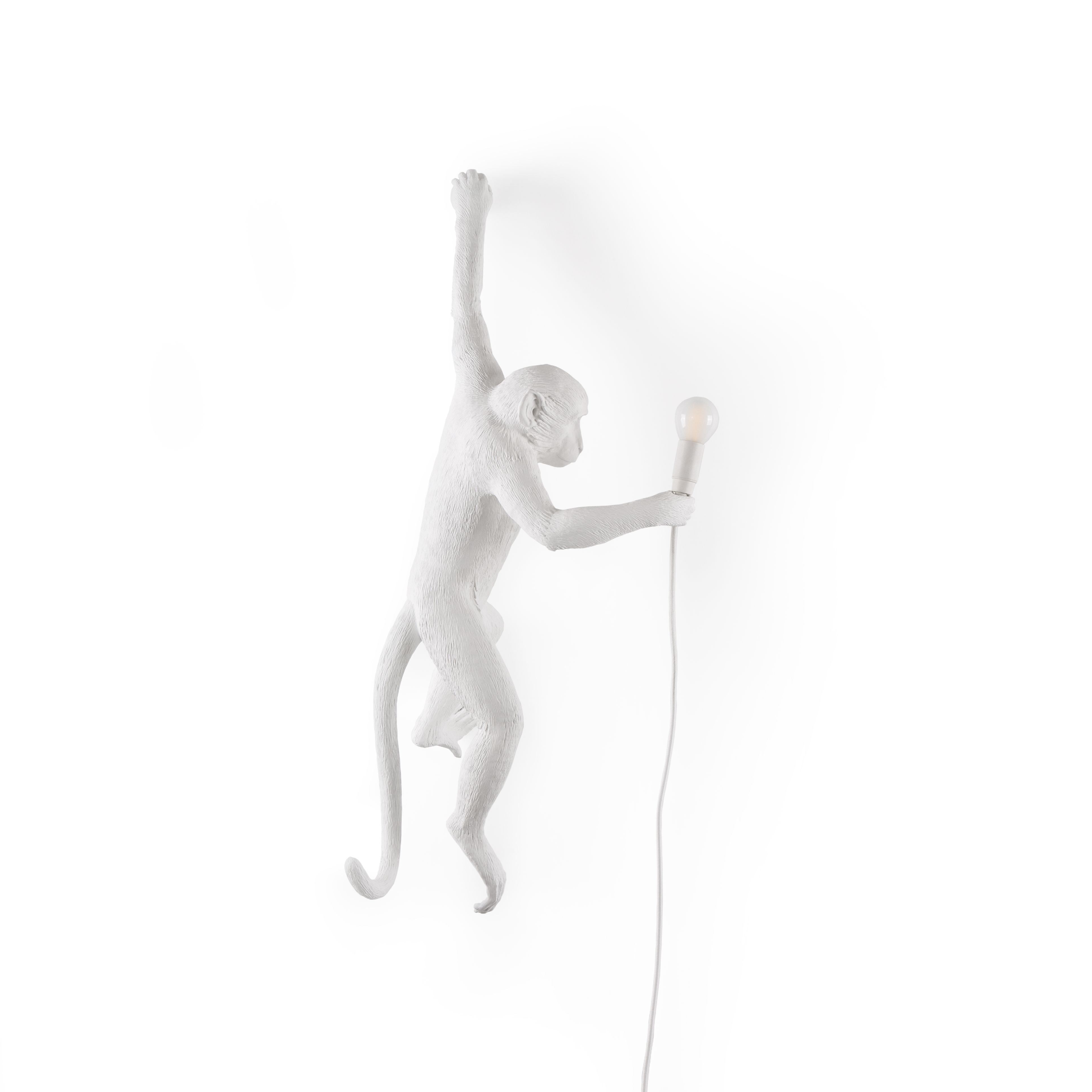 Seletti Monkey inomhuslampa vit, hängande vänster hand