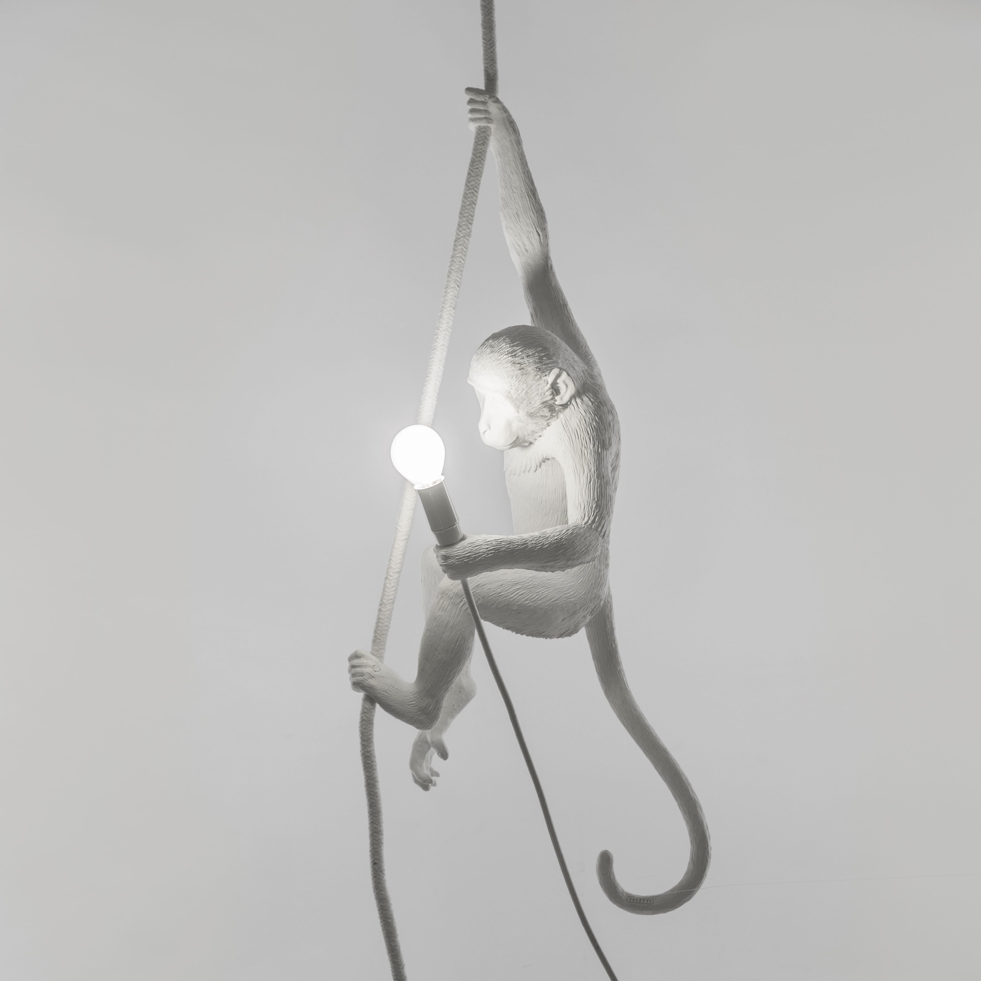 Seletti Monkey Indoor Lamp White, med reb