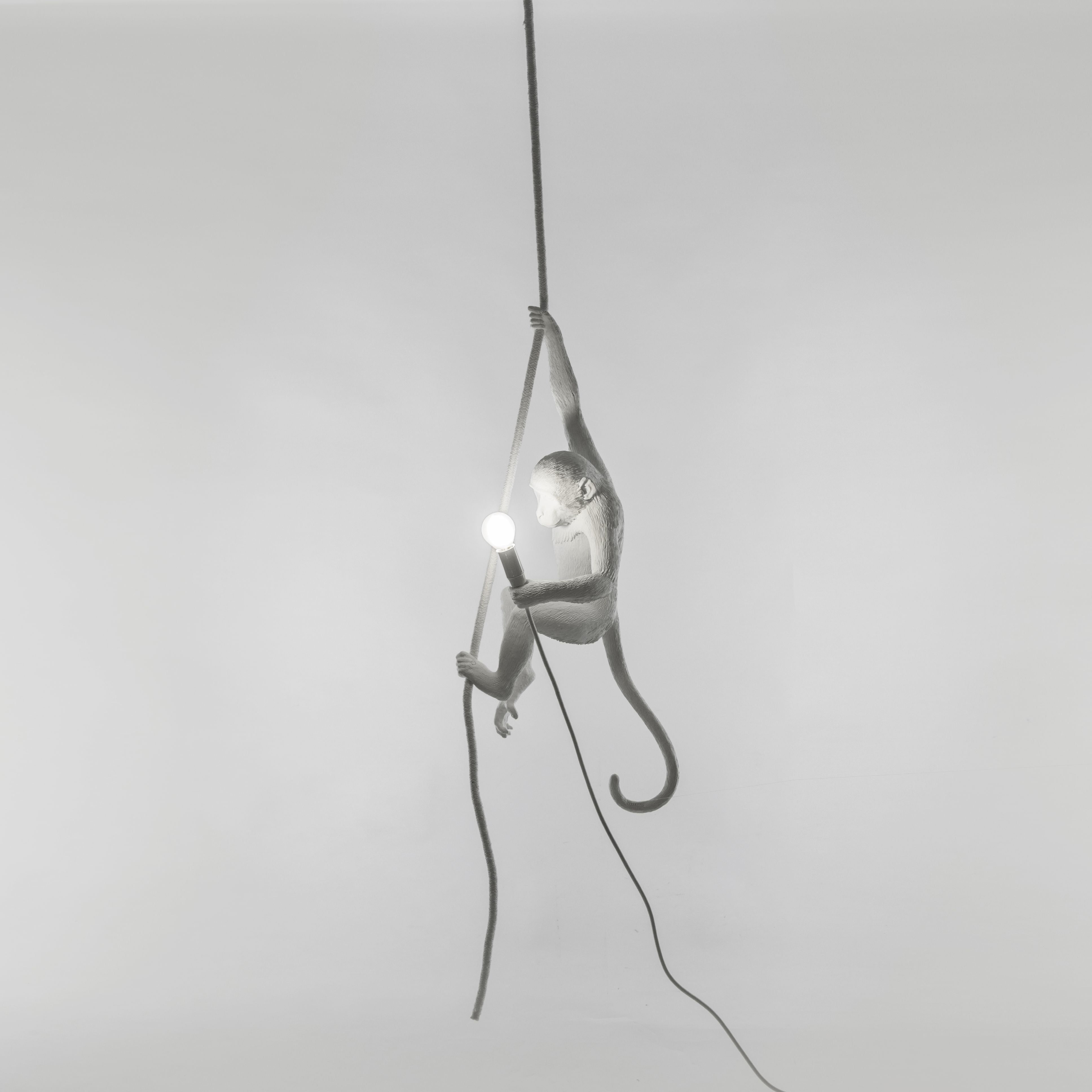 Seletti Monkey Indoor Lamp White, med reb
