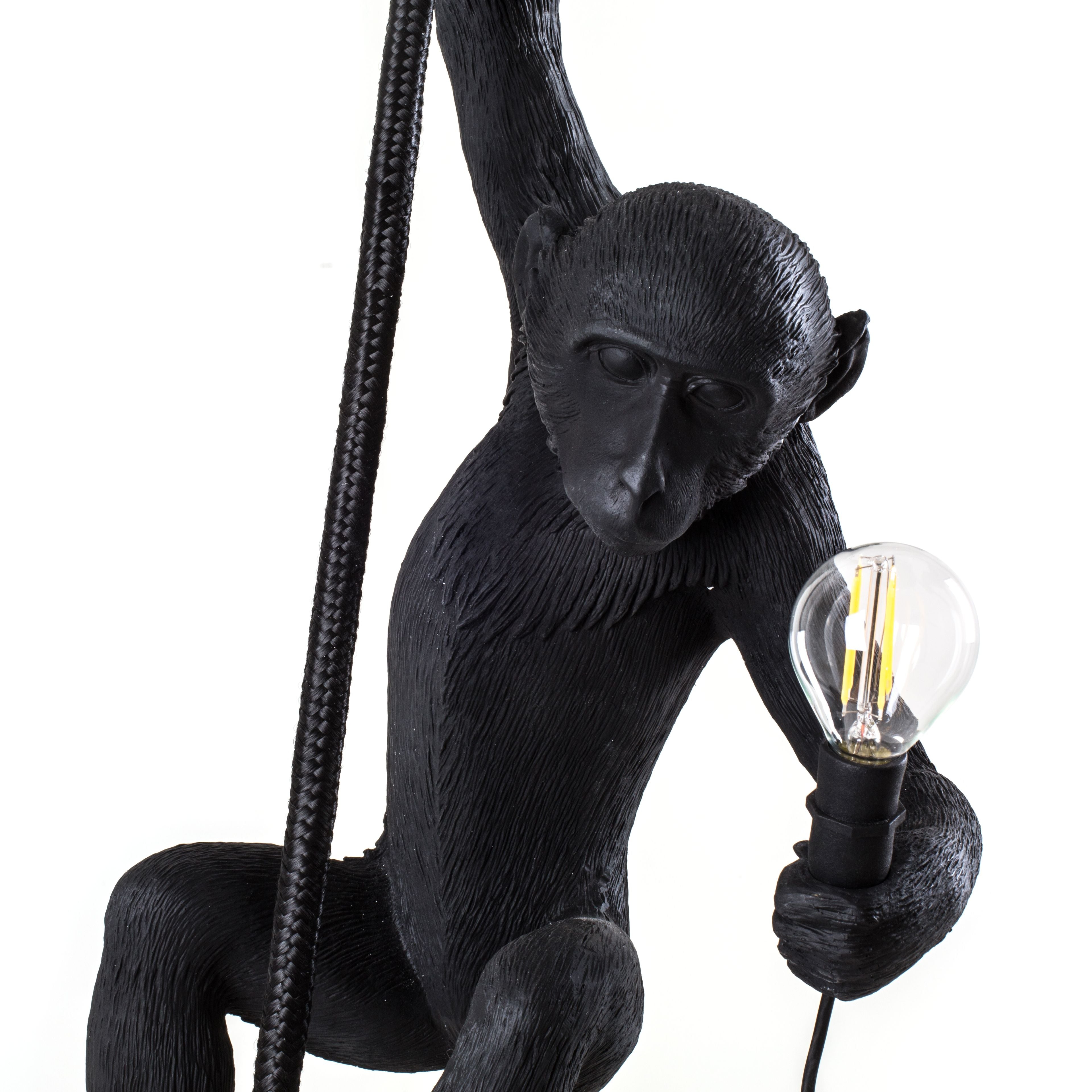 Seletti Monkey Outdoor Lamp Black, med reb