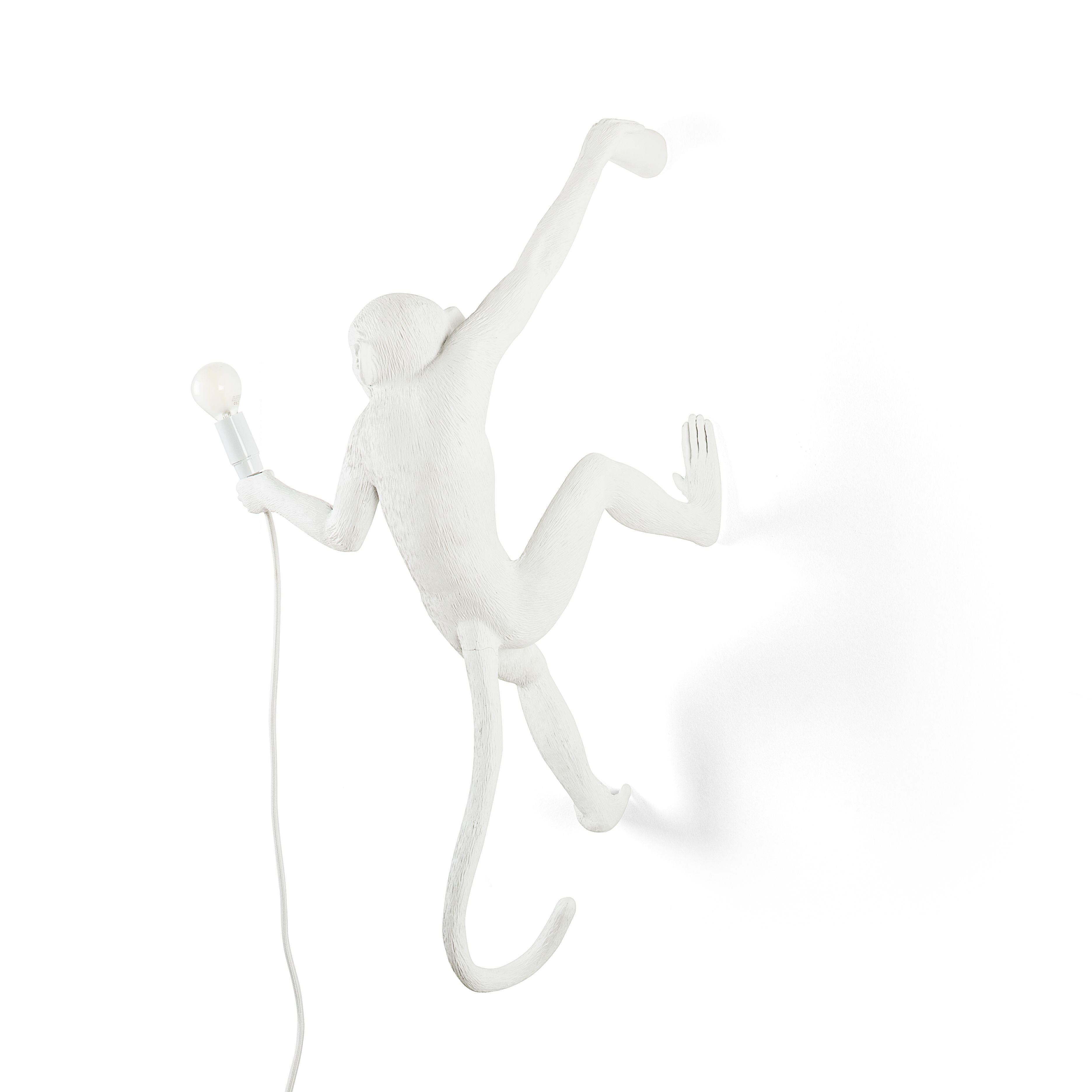 Seletti Monkey Indoor Lamp White, hængende højre hånd