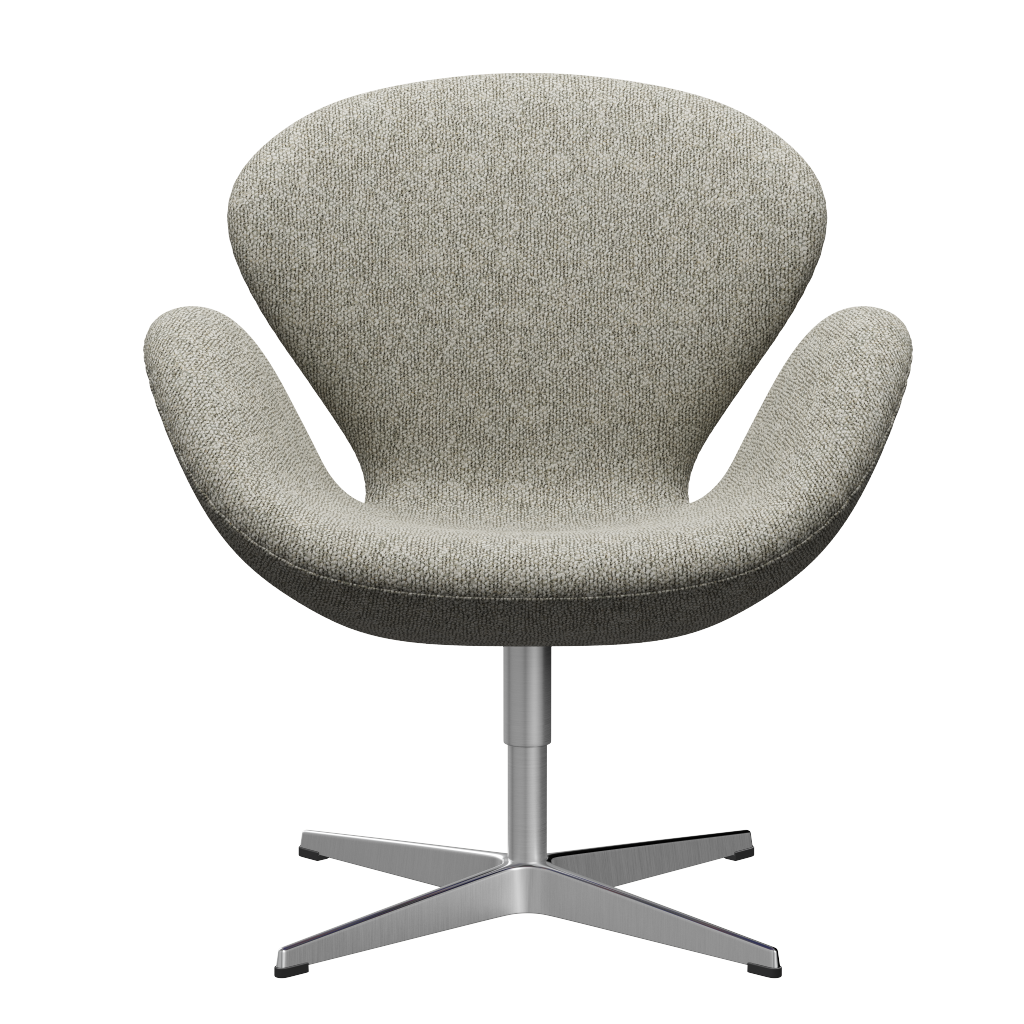 Fritz Hansen 3320 Swan Lounge Chair Special Edition, Aluminum/Moss Light Gray (0005)