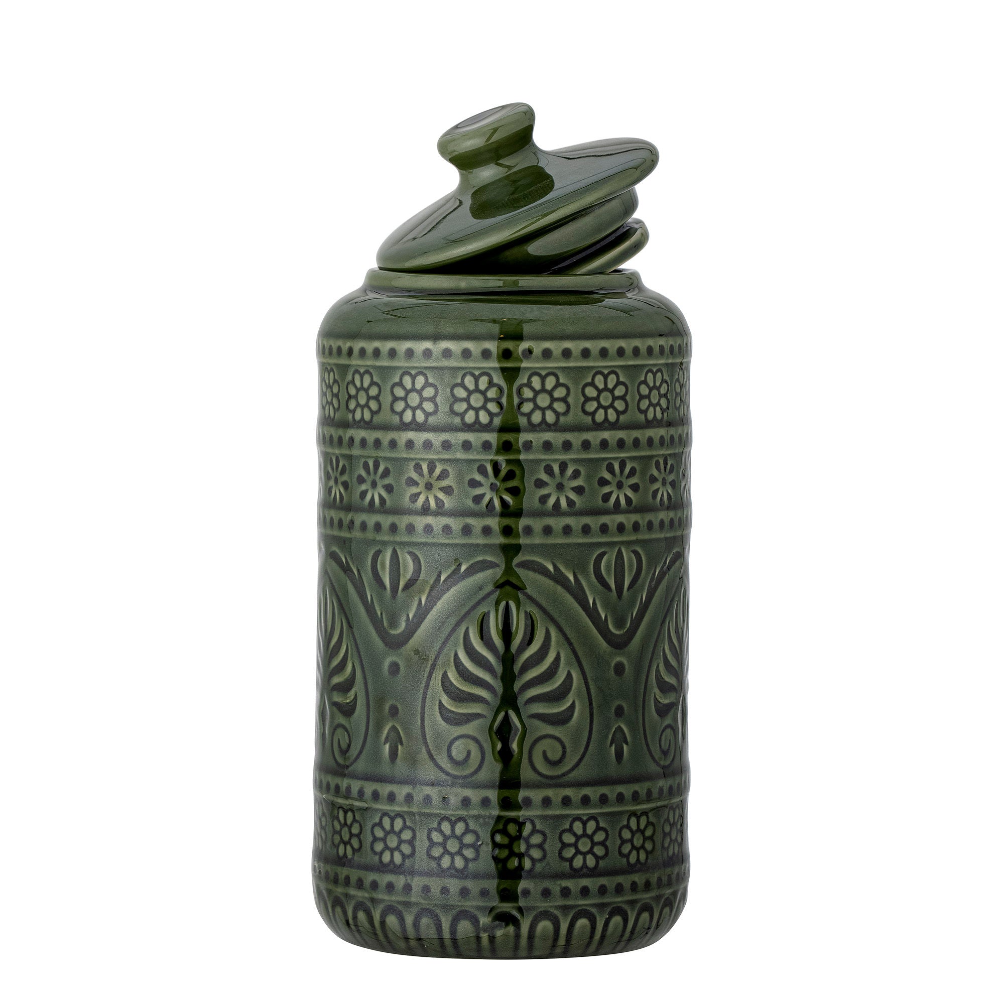 Bloomingville Rani Jar w/Lid, Green, Stoneware