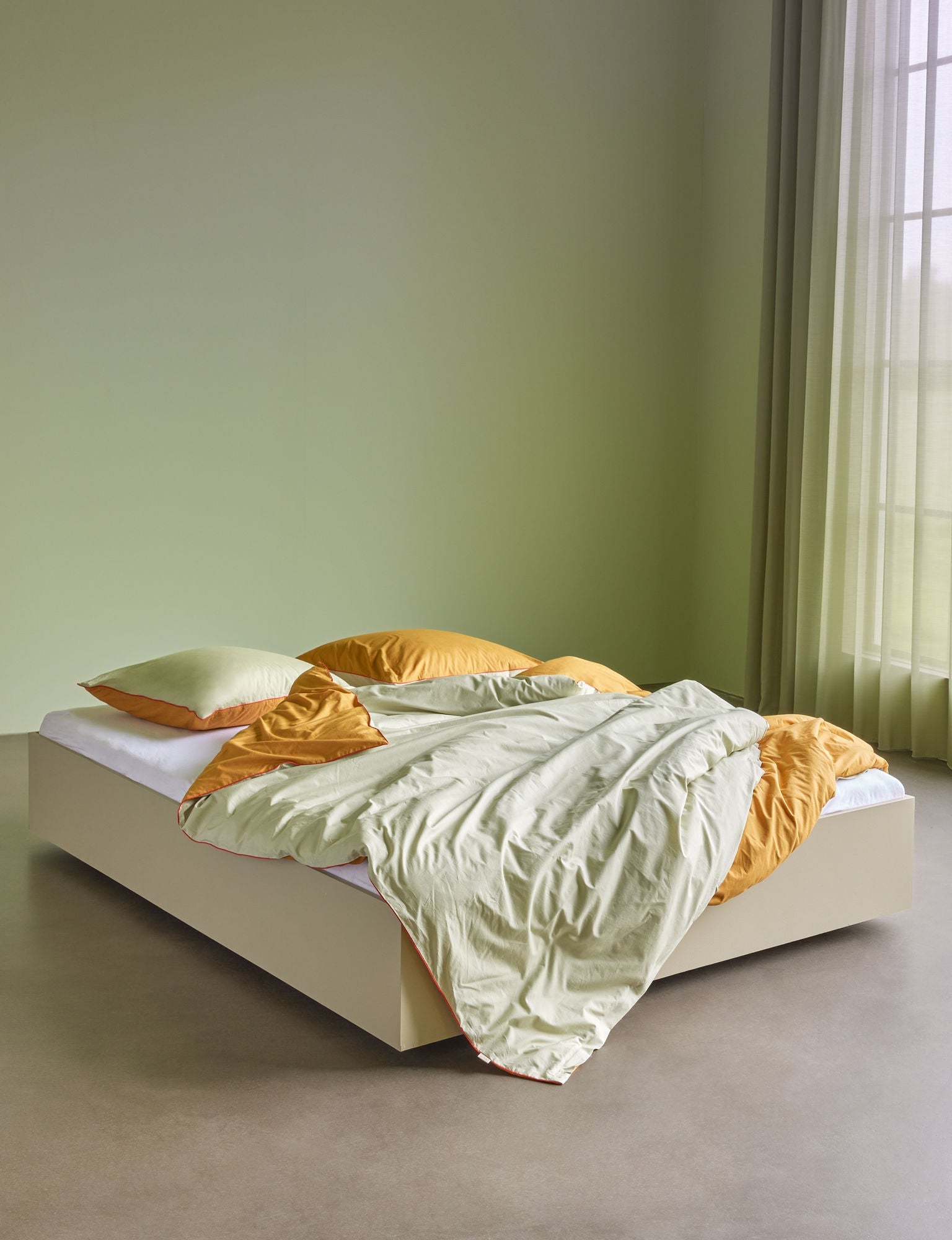 Hübsch Aki Bed Linen 60/200 Orange/Green