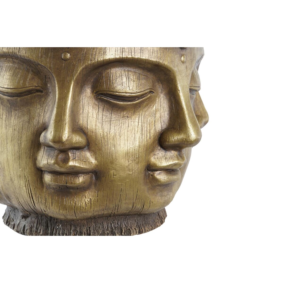 Planter DKD Home Decor Golden Wood Magnesium Circular Buddha Oriental