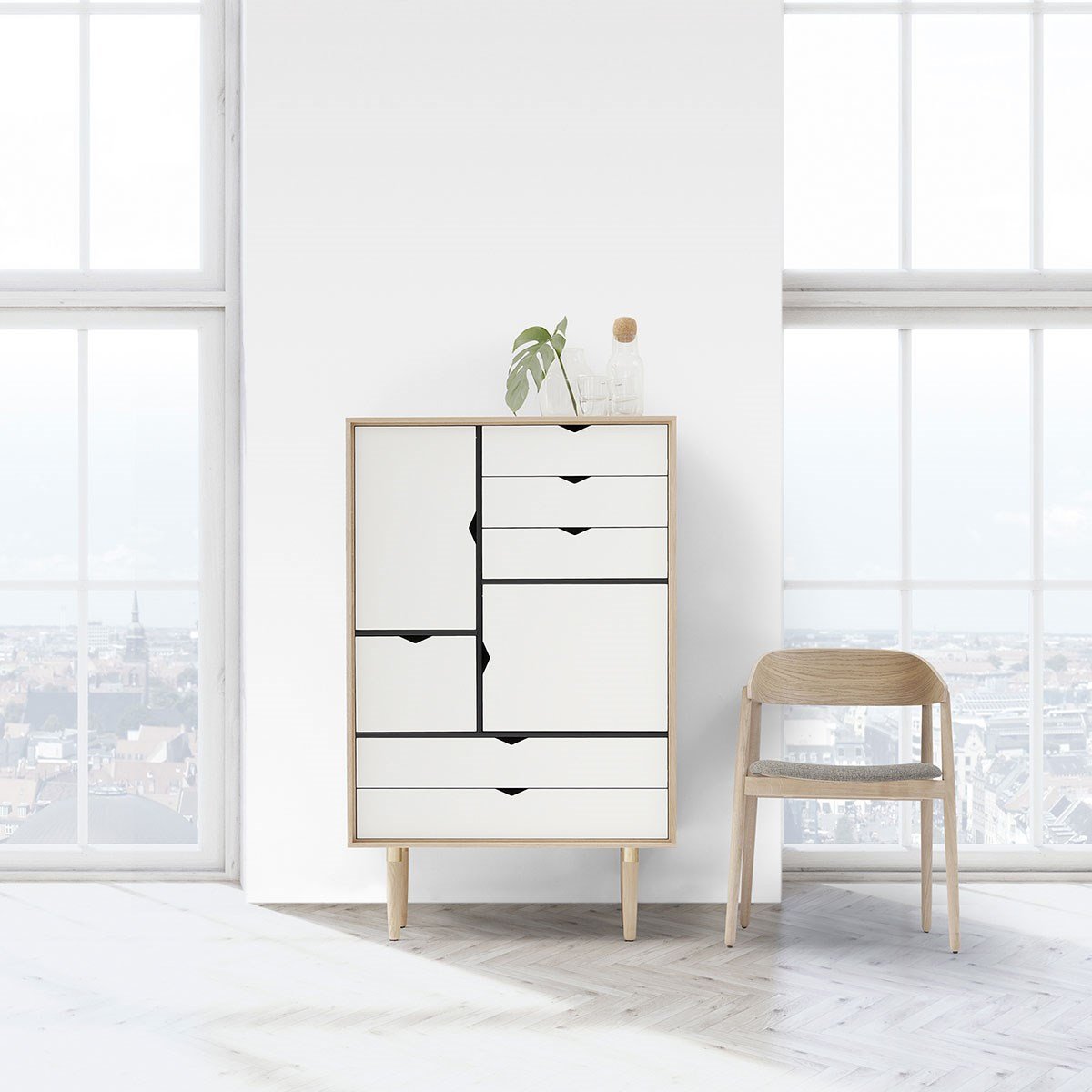 Andersen Furniture S5 Skab Sæbet Eg, Hvid Front