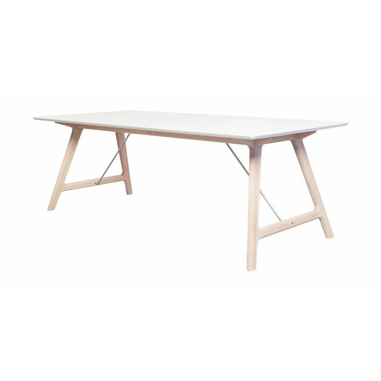 Andersen Furniture T7 Udtræksbord i Hvid Laminat, Sæbet Eg Understel, 220cm