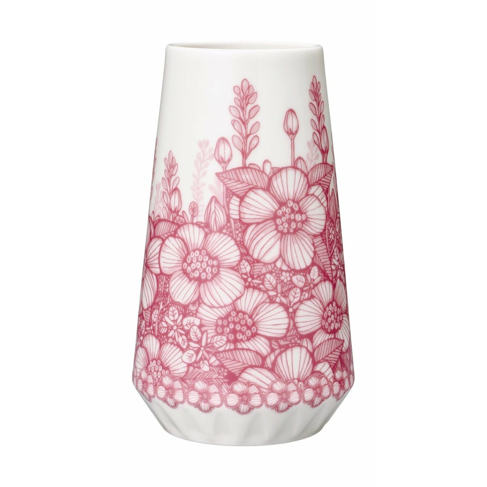 Arabia Huvila Vase 19 Cm, Hvid/Lyserød