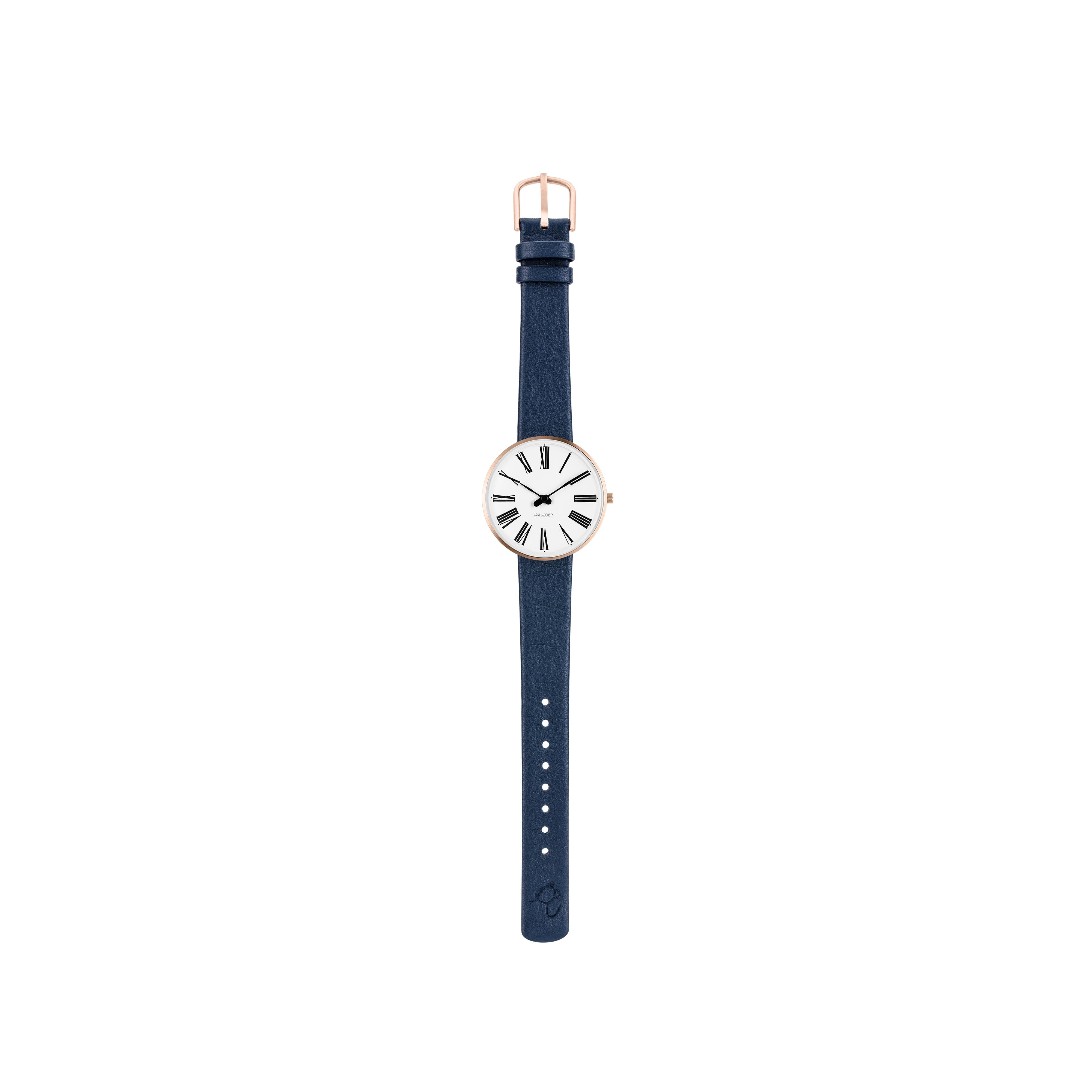 Arne Jacobsen Roman armband Watch Ø34, Rosé/Blue Strap