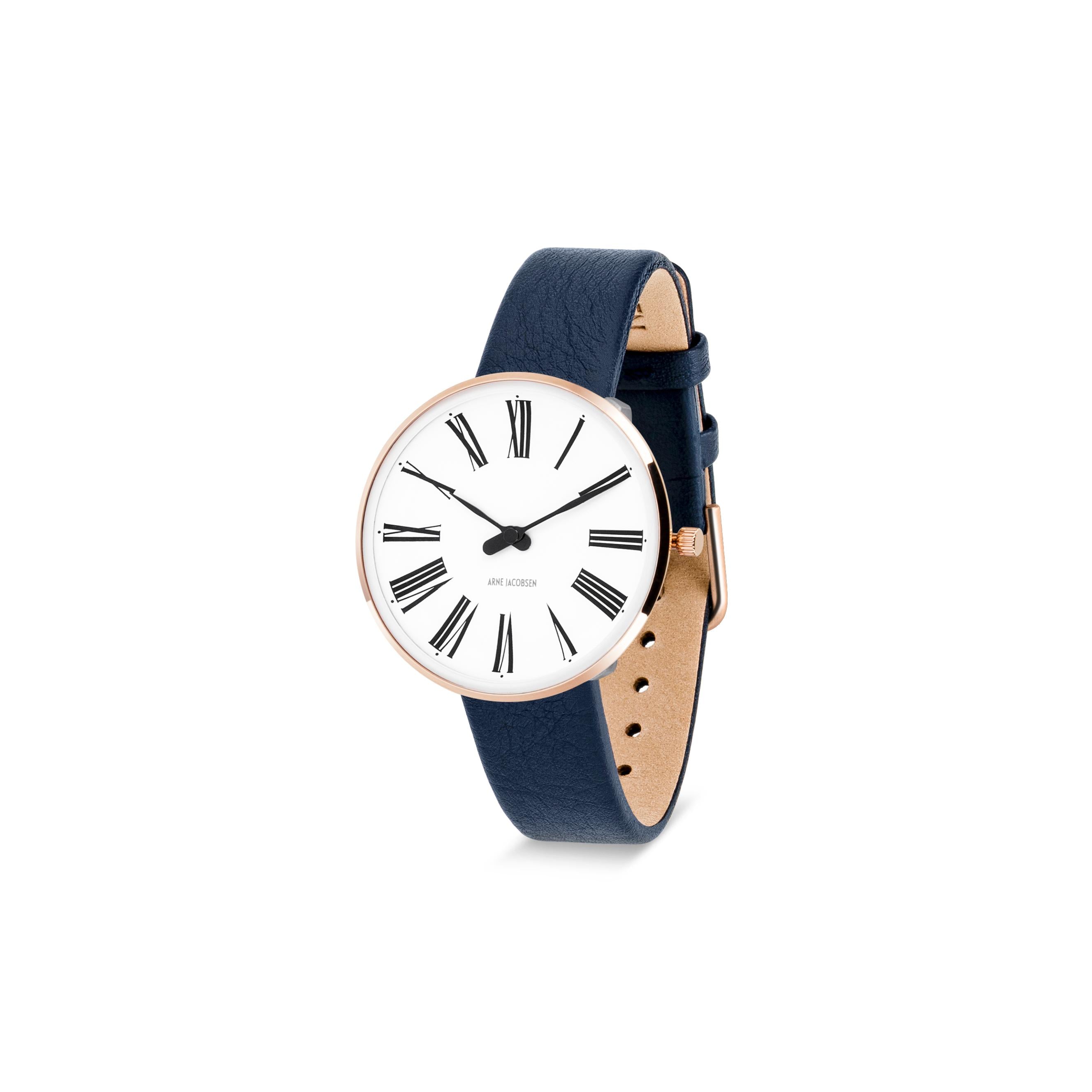Arne Jacobsen Roman armband Watch Ø34, Rosé/Blue Strap