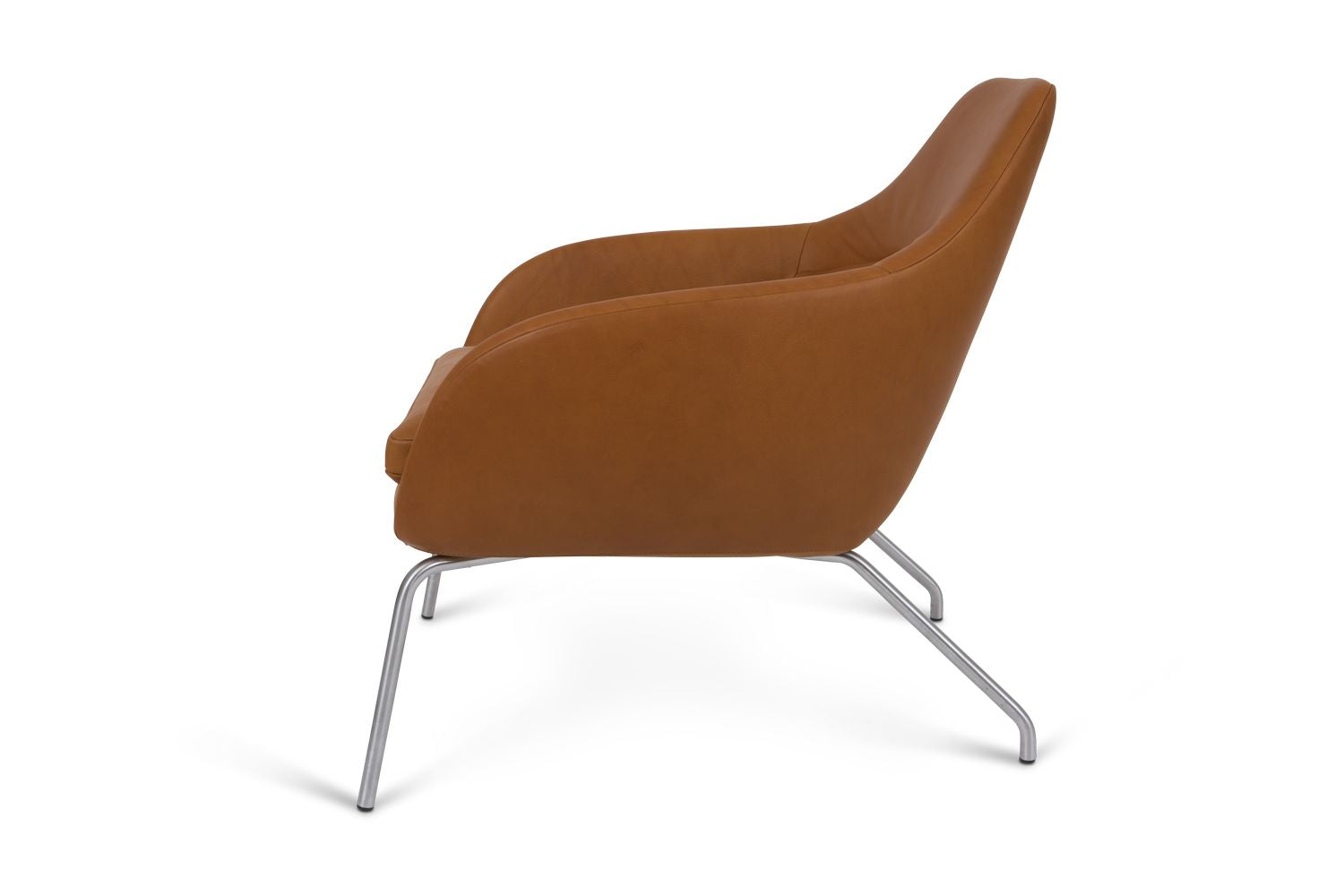 Bent Hansen Asento Lounge Chair, Brushed Steel/Cognac Adrian Leather Frame