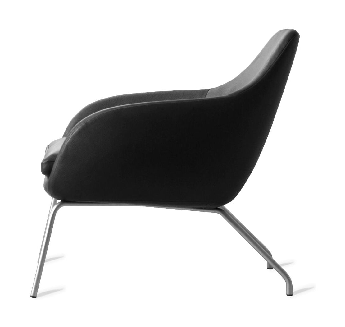 Bent Hansen Asento Lounge Chair, Brushed Steel/Black Adrian Leather Frame