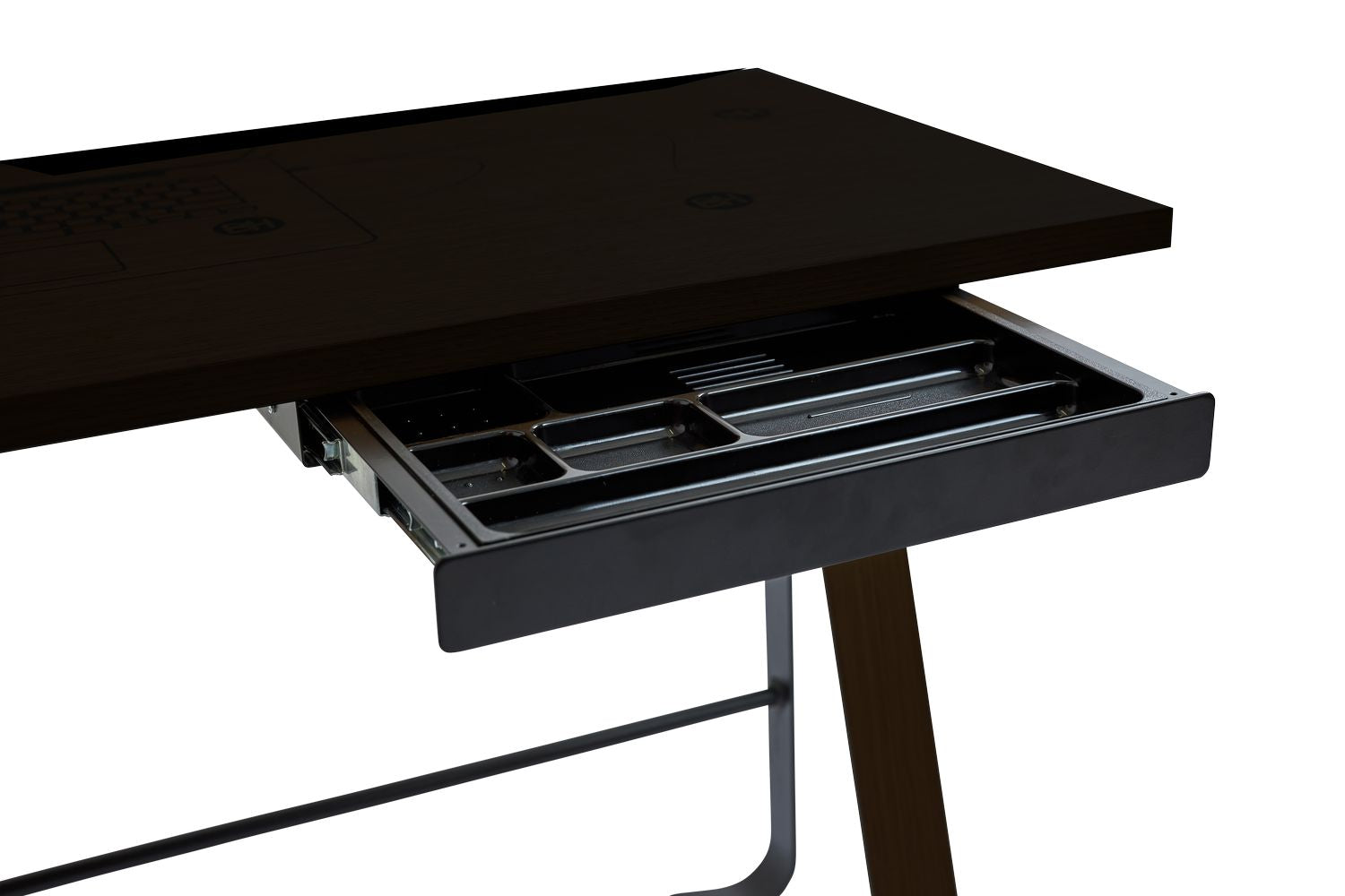 Bent Hansen Hemingway Desk med låda L 120 cm, svart lackerad bok/Smokey Blue Linoleum