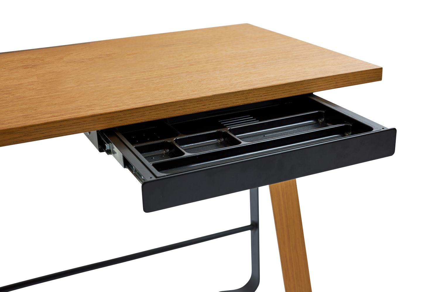 Bent Hansen Hemingway Desk med låda L 120 cm, matt lackerad ek/svart linoleum