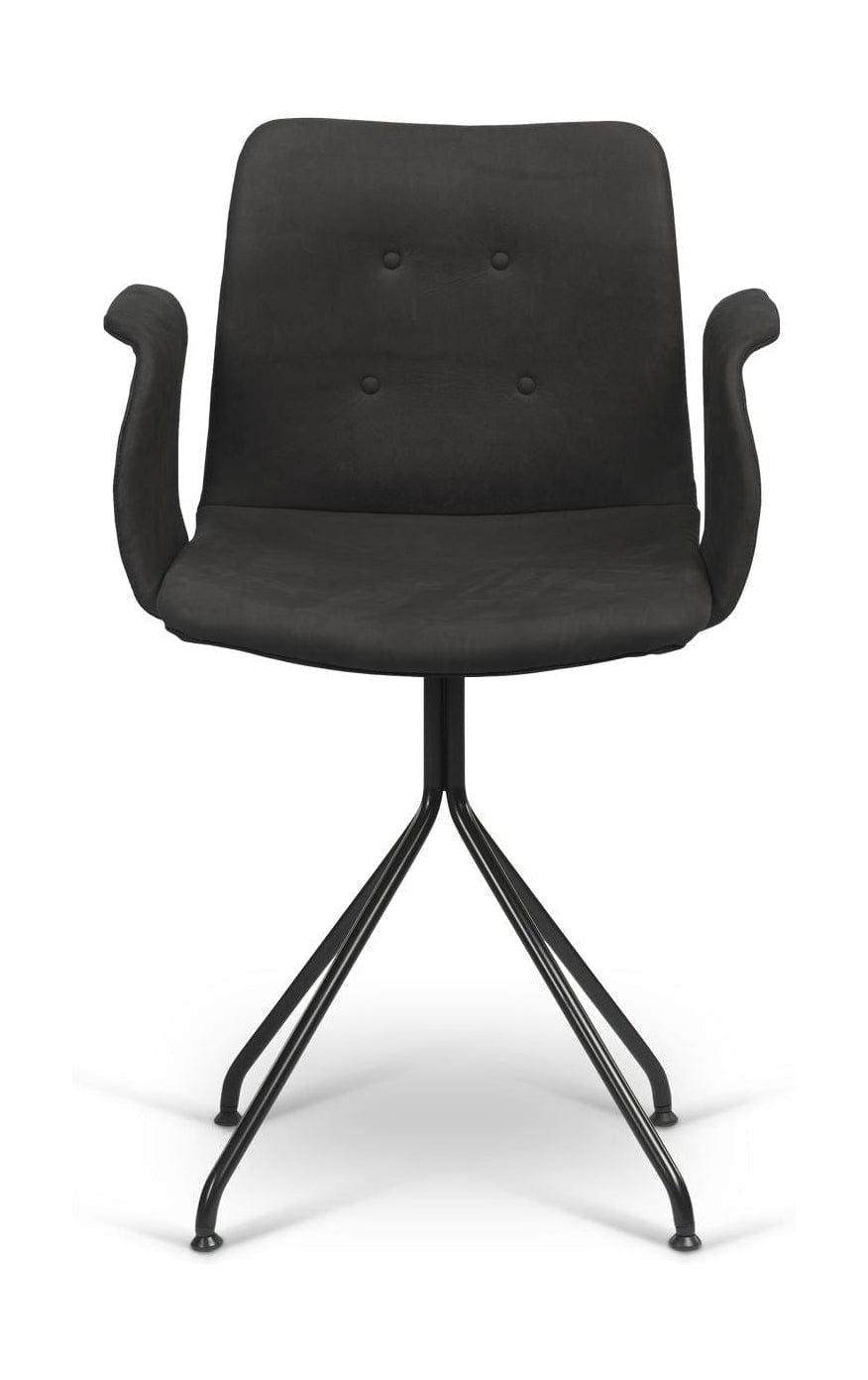 Bent Hansen Primum Chair med Armlæn, Sort Fast Stel, Sort Zenso Læder