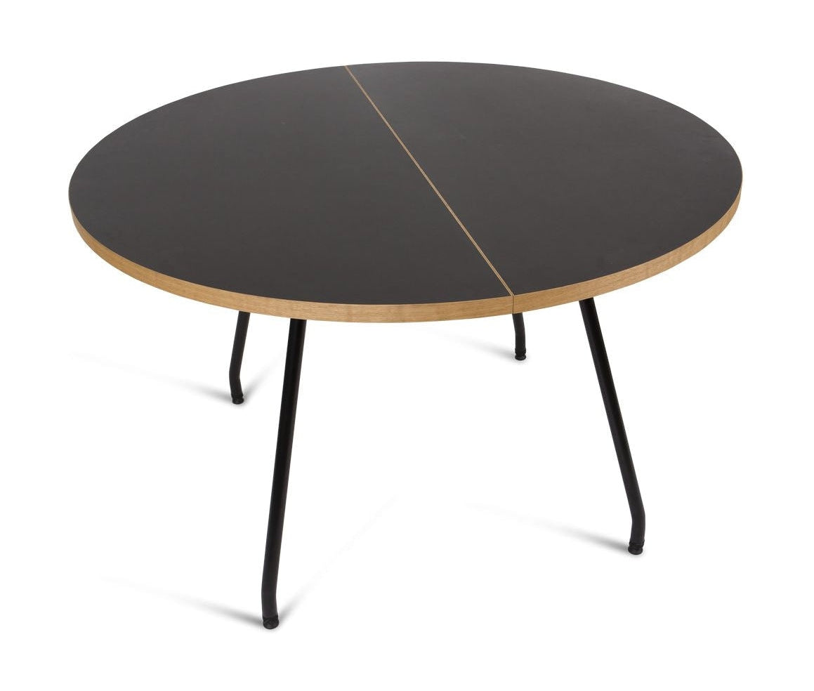 Bent Hansen Primumbord, bordsben i svart pulverbelagd stål/bänkskiva i svart linoleum
