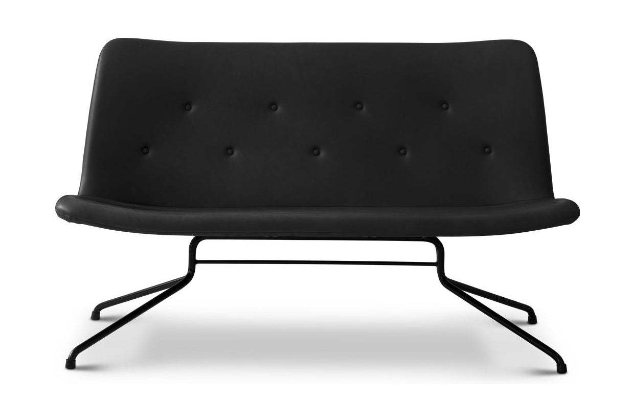 Bent Hansen Primum 2-sits soffa utan armstöd, ram i svart pulverbelagd stål // svart Adrian läder