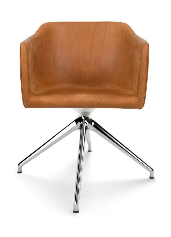 Bent Hansen Sedan stol, dricker delvis i polerad aluminium/konjak Davos läder