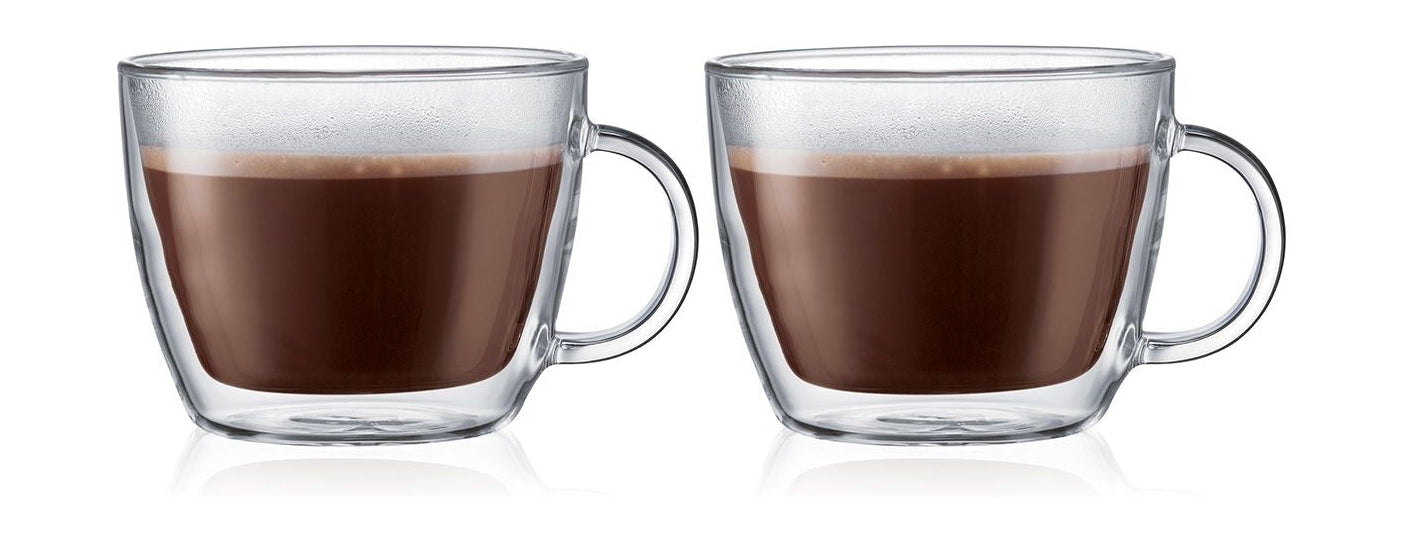 Bodum Bistro latte mugg med Hank Glass dubbel vägg H11.4 cm, 2 st.