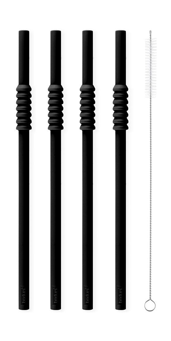 Bodum Bistro Silicone Sugging Pipe + Brush Black, 4 st.