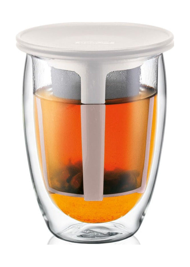 Bodum Tea For One Dobbeltvægget Glas Med Tesi, Hvid