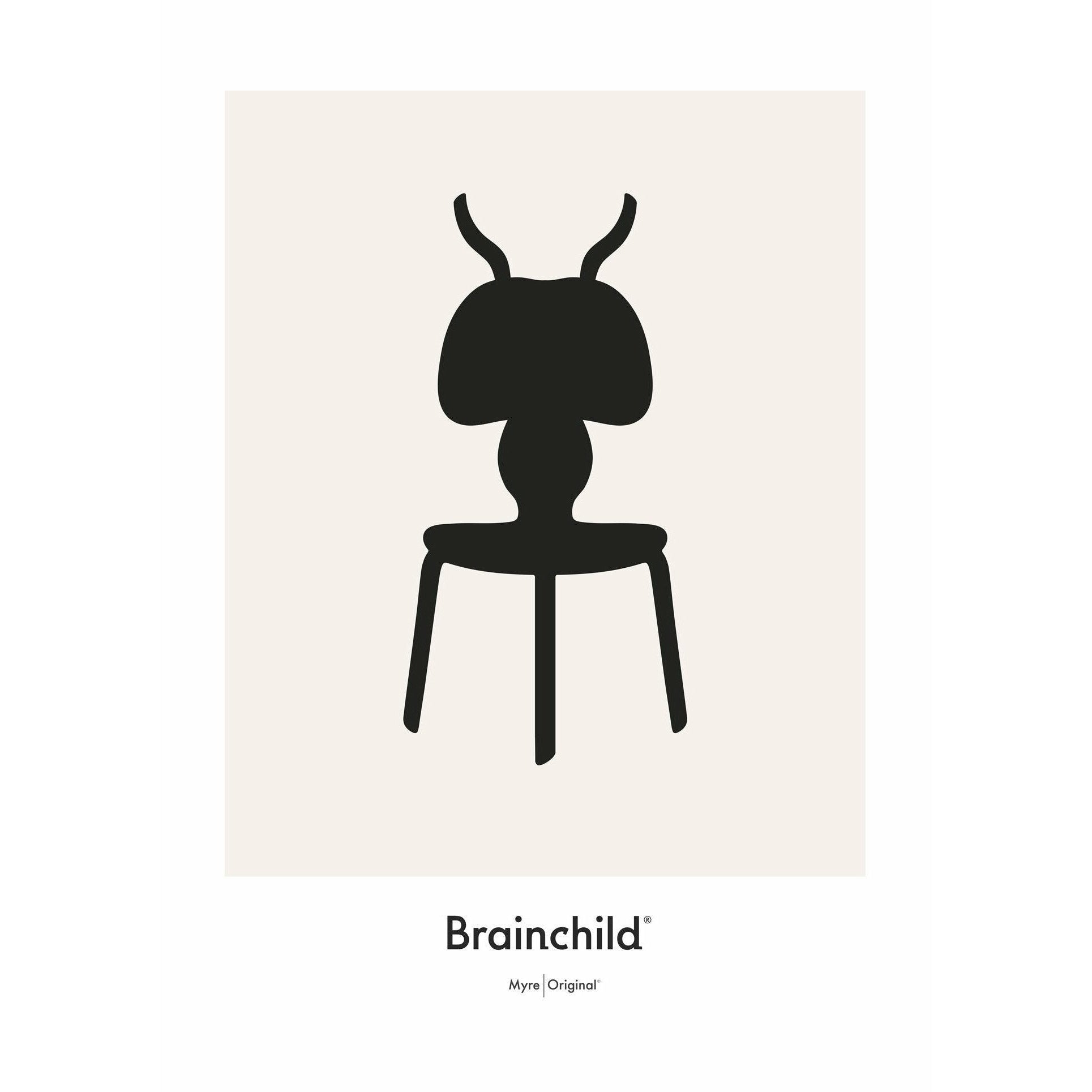 Brainchild ANT DESIGN -ICON -affisch ingen ram 30x40 cm, grå