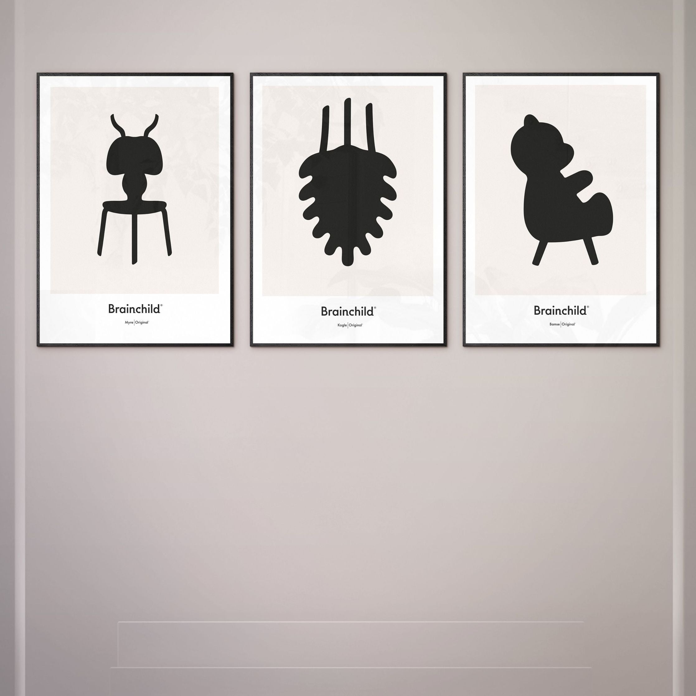 Brainchild ANT DESIGN -ICON POSTER INGEN FRAM 70X100 CM, GRÅ