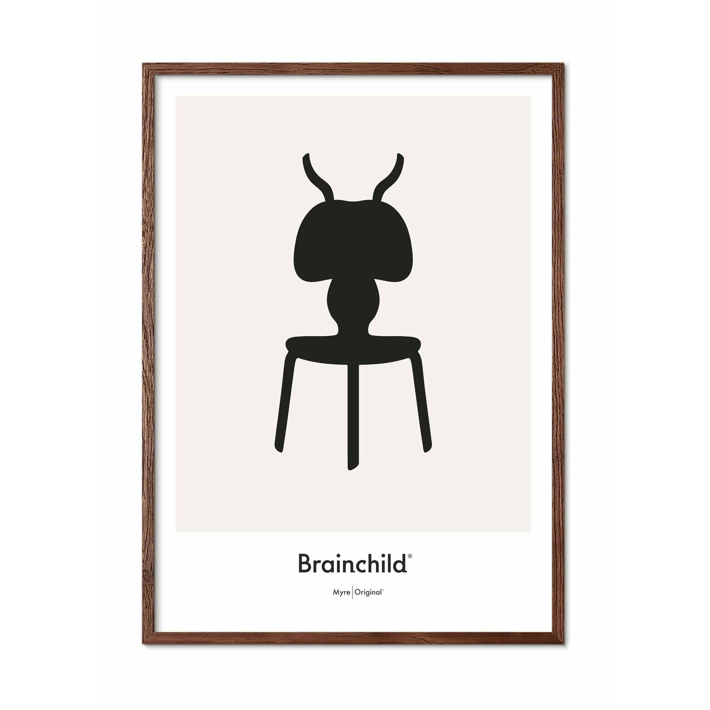 Brainchild Myre Designikon Plakat, Ramme I Mørkt Træ 70X100 Cm, Grå