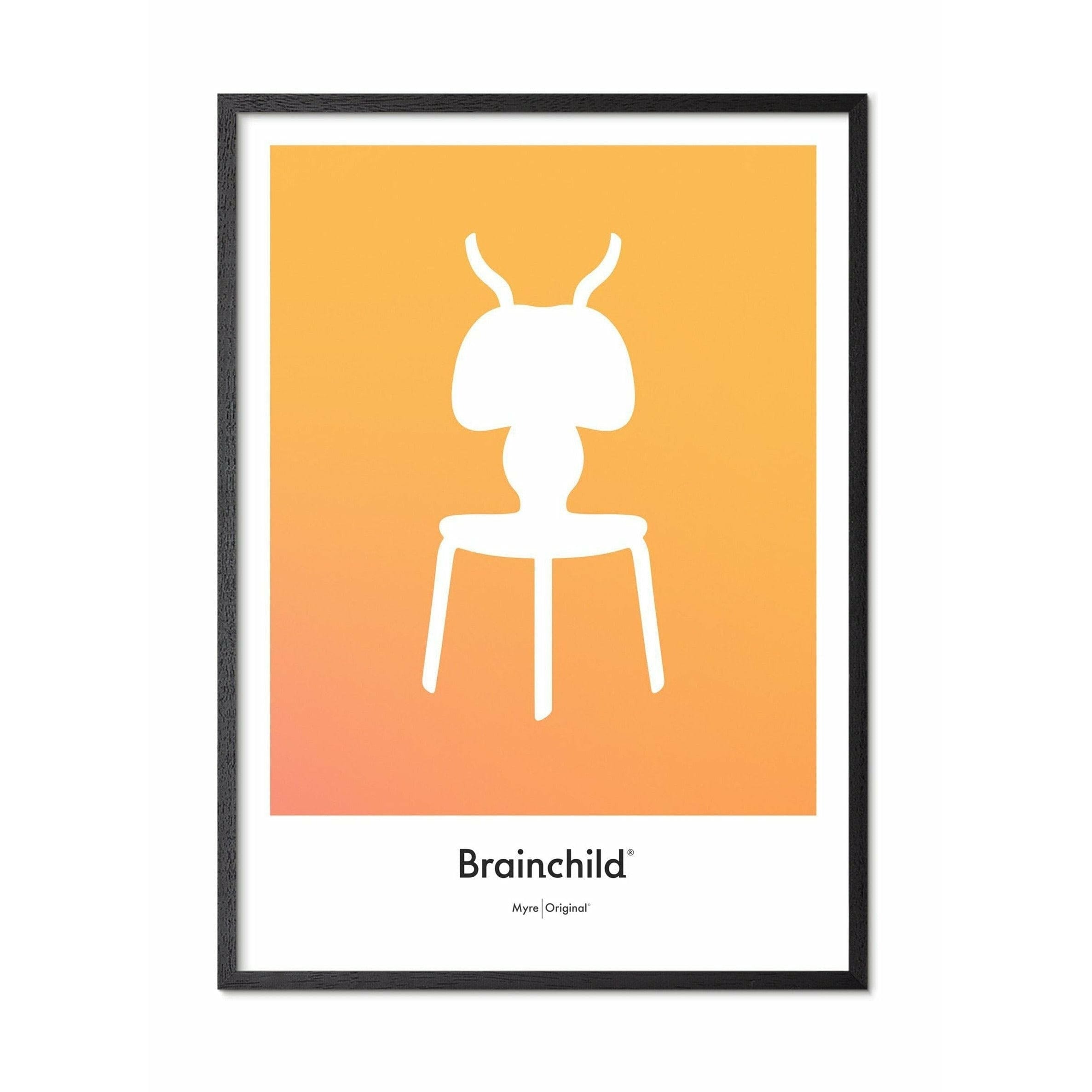 Brainchild Myre Designikon Plakat, Ramme I Sortmalet Træ 70X100 Cm, Gul