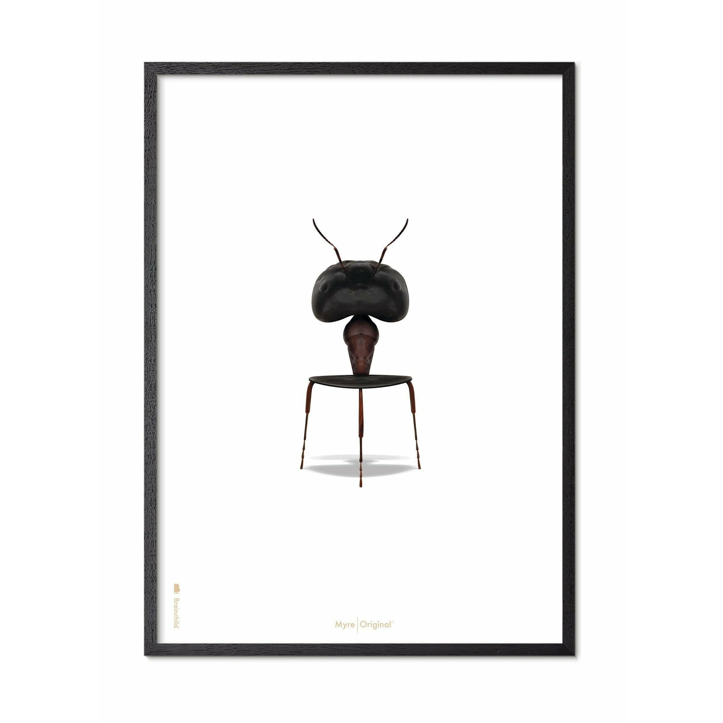 Brainchild Ant klassisk affisch, ram i svart -målat trä 50x70 cm, vit bakgrund