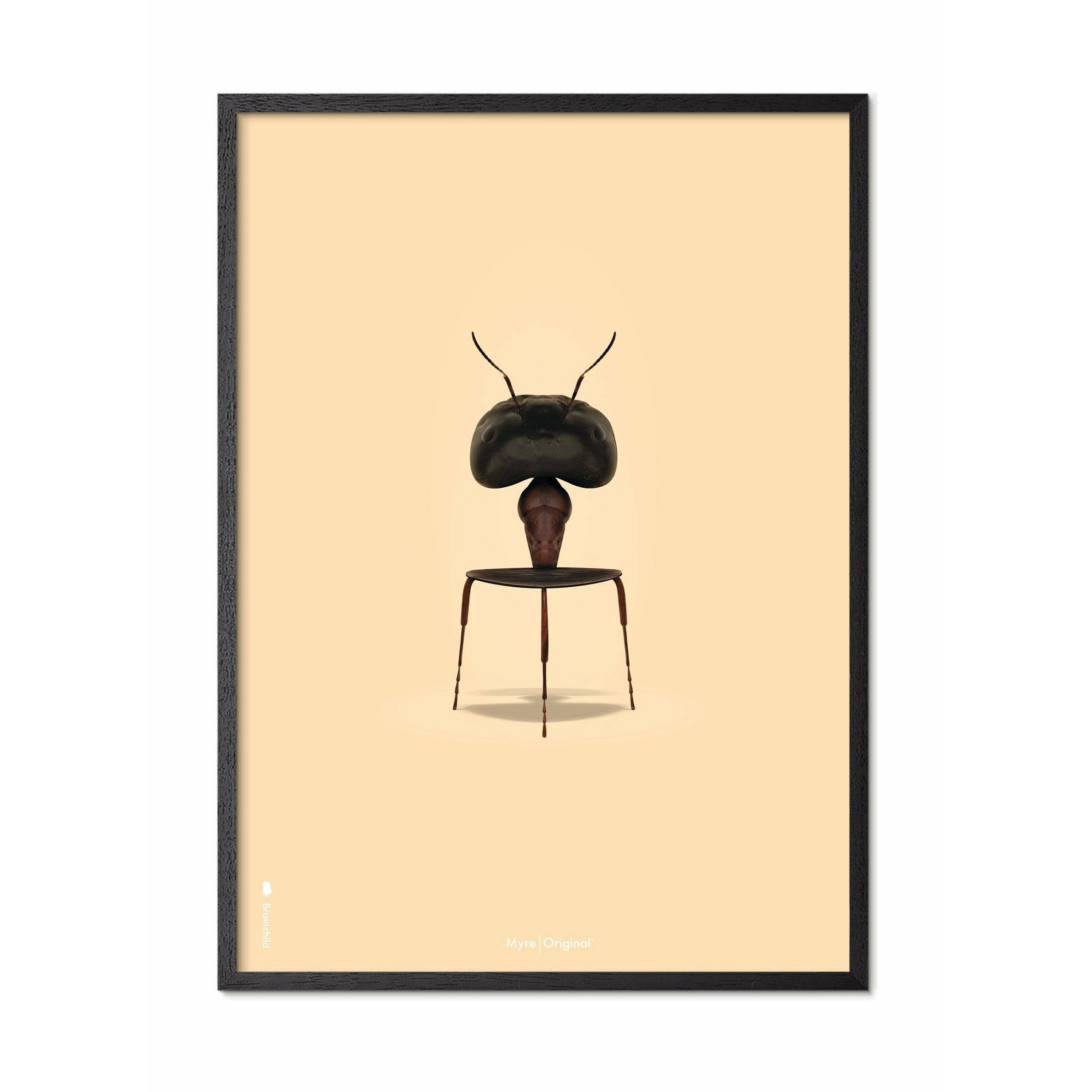 Brainchild Ant klassisk affisch, ram i svart -målat trä A5, sandfärgad bakgrund