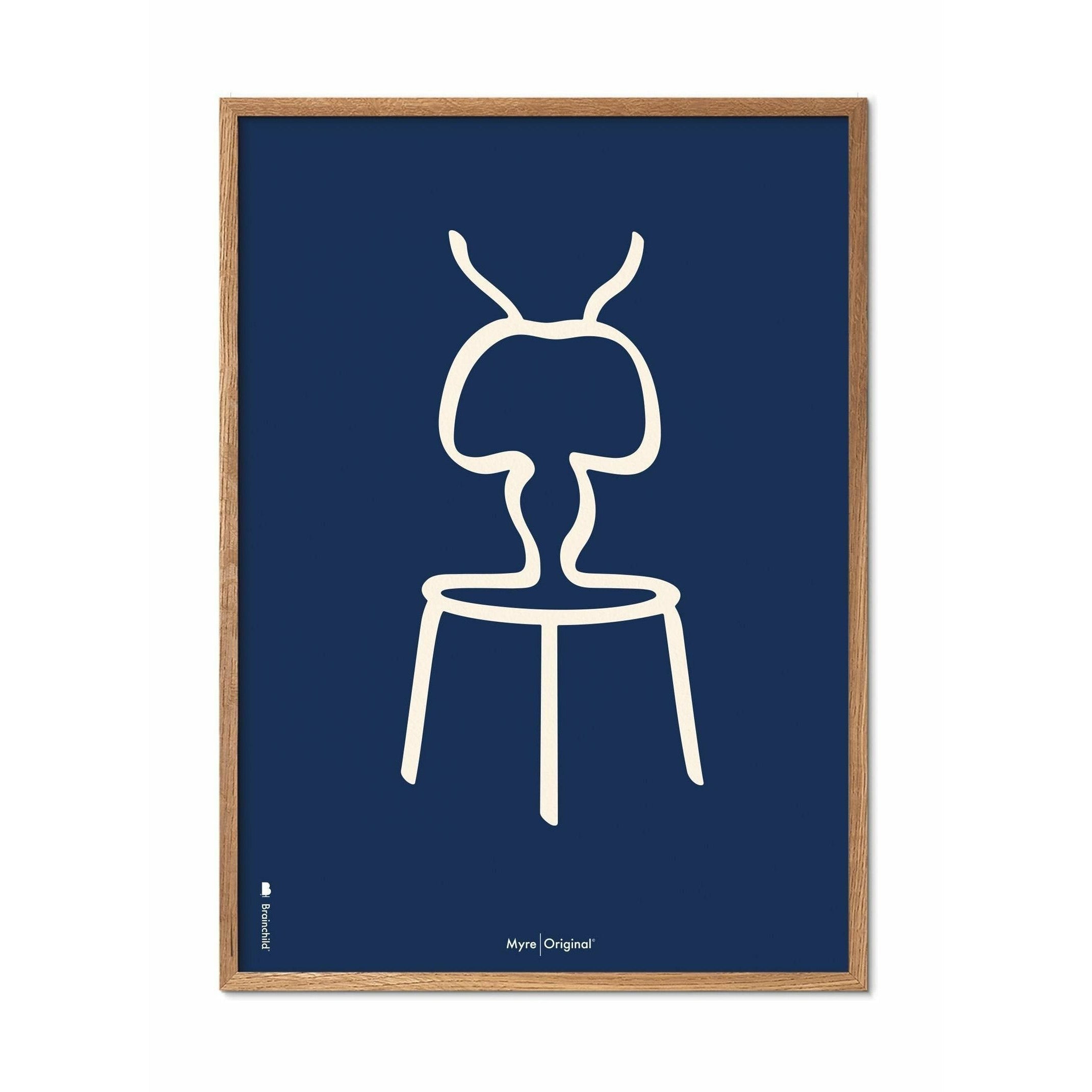 Brainchild Myrslag affisch, ram i lätt trä 30x40 cm, blå bakgrund