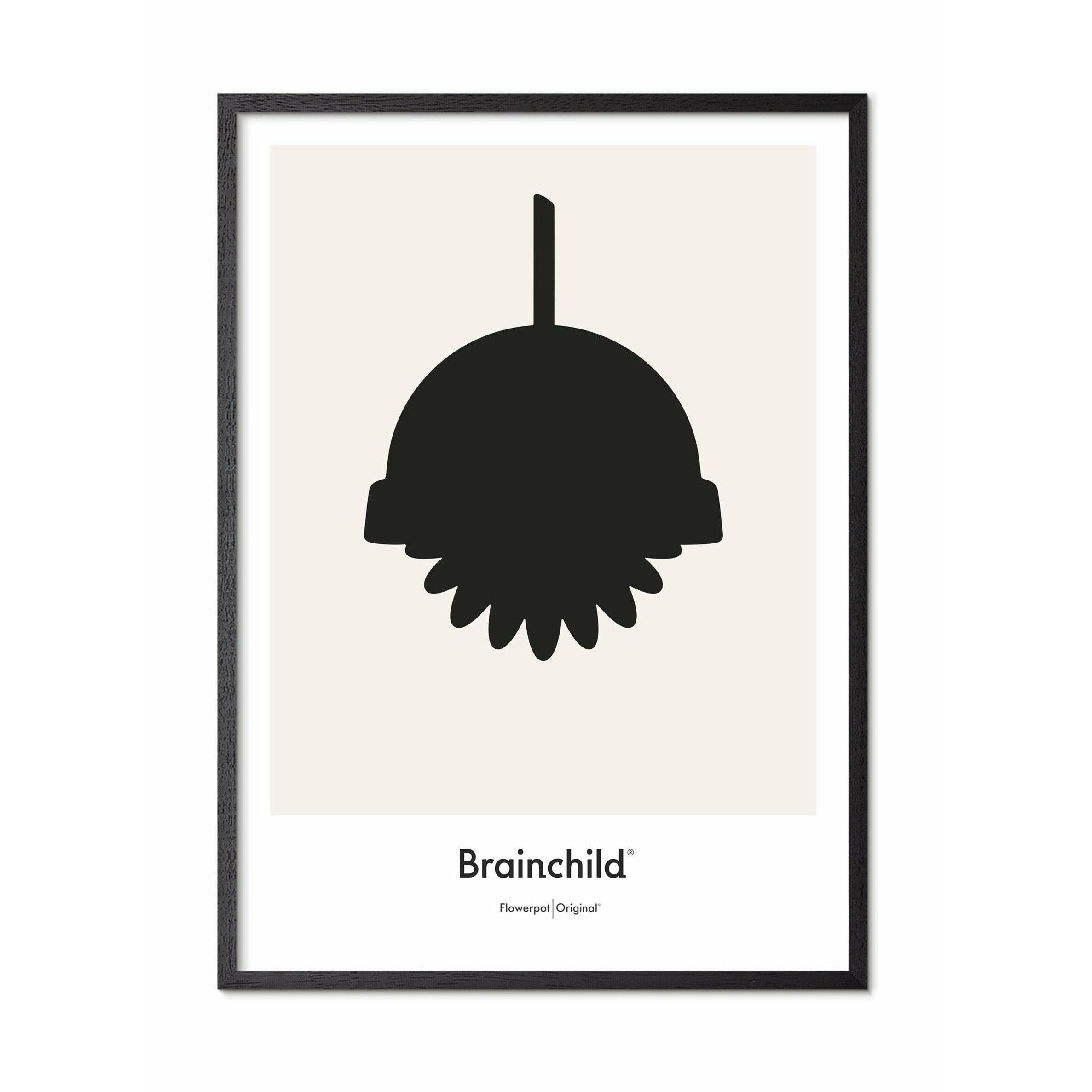 Brainchild Flowerpot Designikon Plakat, Ramme I Sortmalet Træ 70X100 Cm, Grå