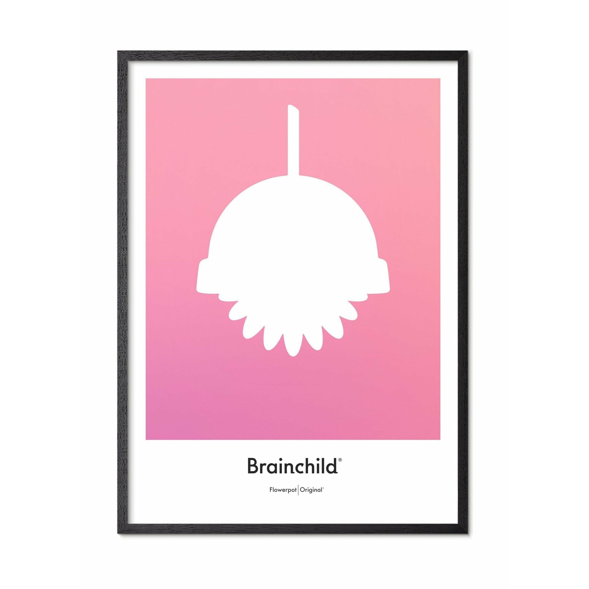 Brainchild Flowerpot Designikonsaffisch, ram i svart målat trä 70x100 cm, rosa