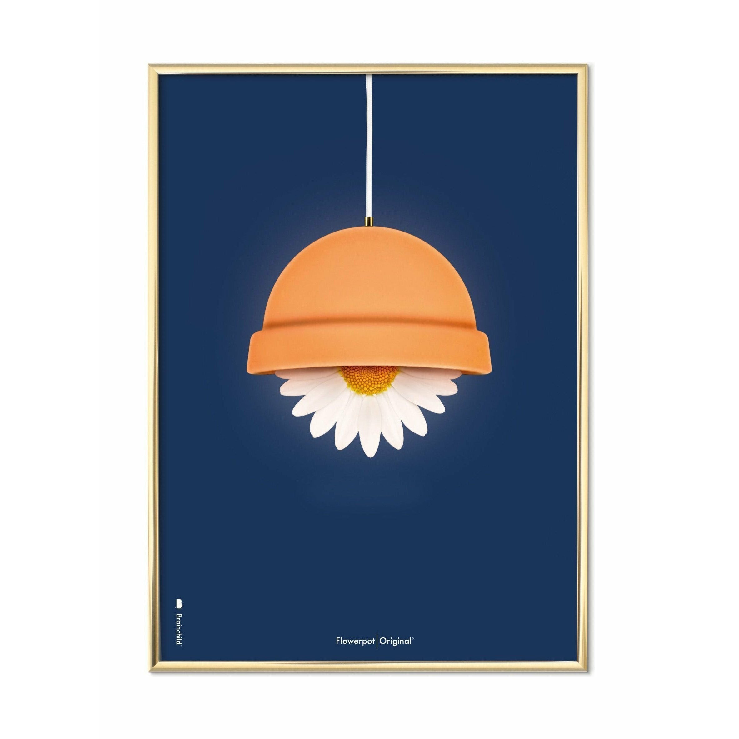 Brainchild Flowerpot Classic Poster, mässingsfärgad ram 30x40 cm, mörkblå bakgrund