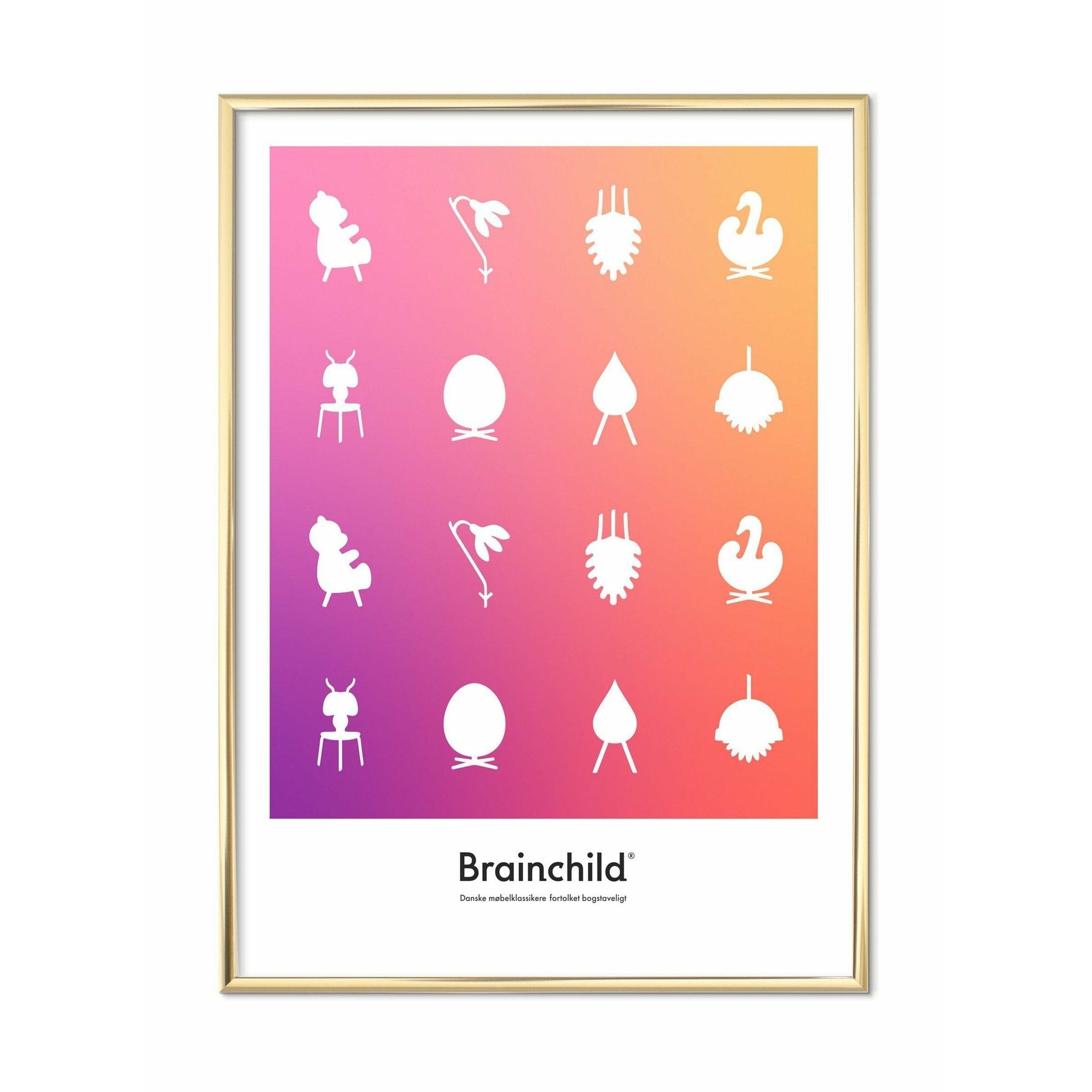 Brainchild Designikon Plakat, Messingfarvet Ramme 30X40 Cm, Farvetone