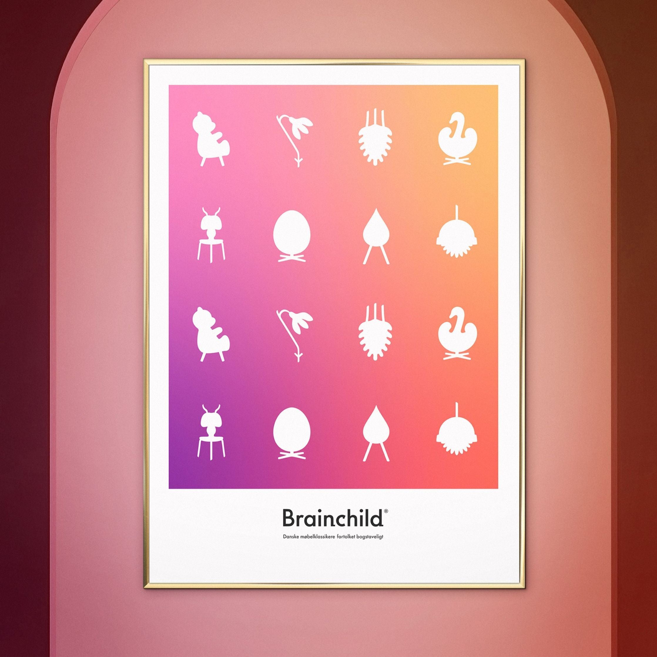 Brainchild Designikon affisch, ram i mörkt trä 30x40 cm, nyans