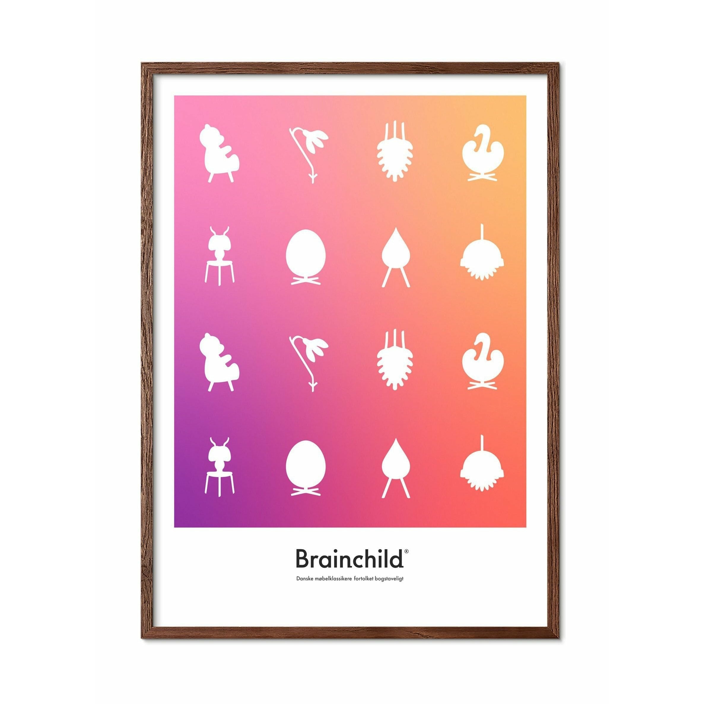 Brainchild Designikon Plakat, Ramme I Mørkt Træ 50X70 Cm, Farvetone