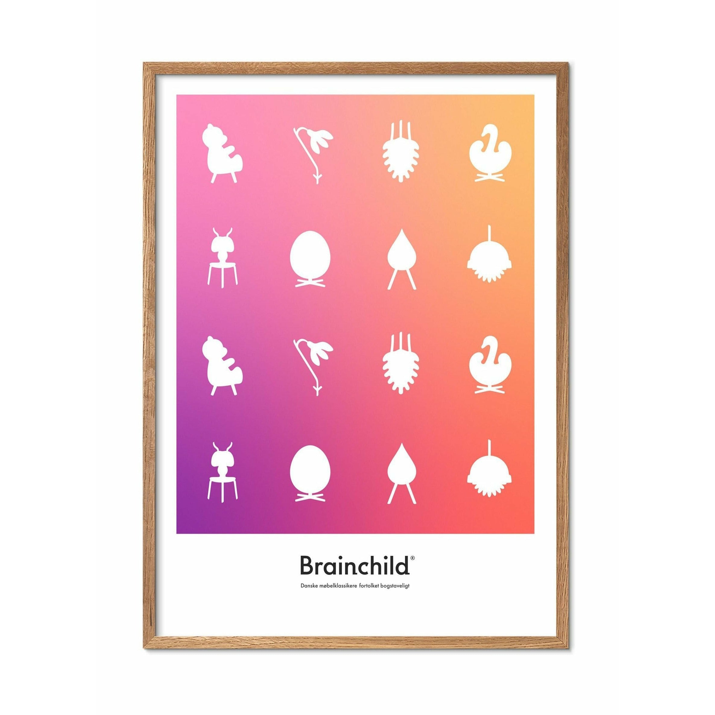 Brainchild Designikon Plakat, Ramme I Lyst Træ 50X70 Cm, Farvetone