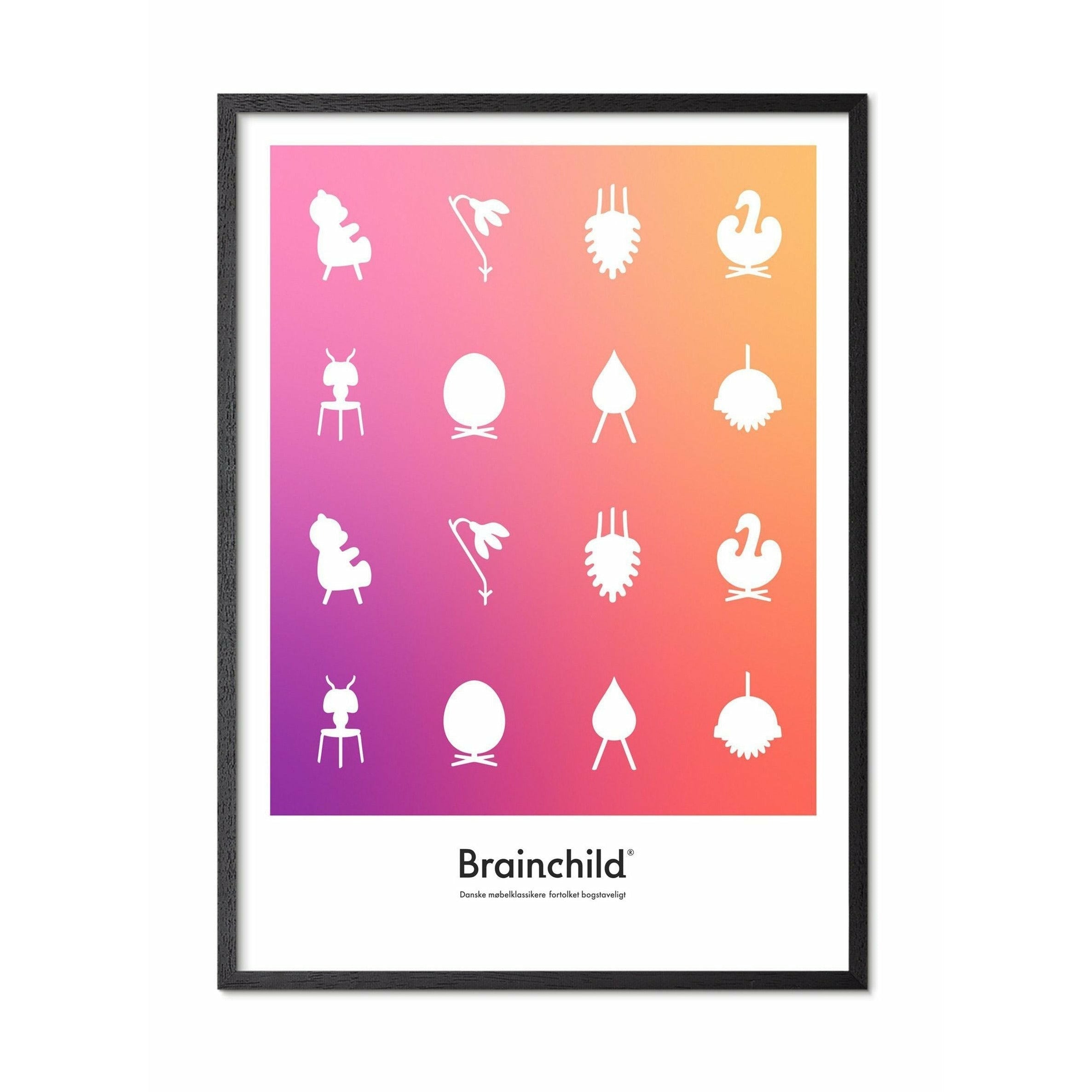 Brainchild Designikon Plakat, Ramme I Sortmalet Træ 30X40 Cm, Farvetone