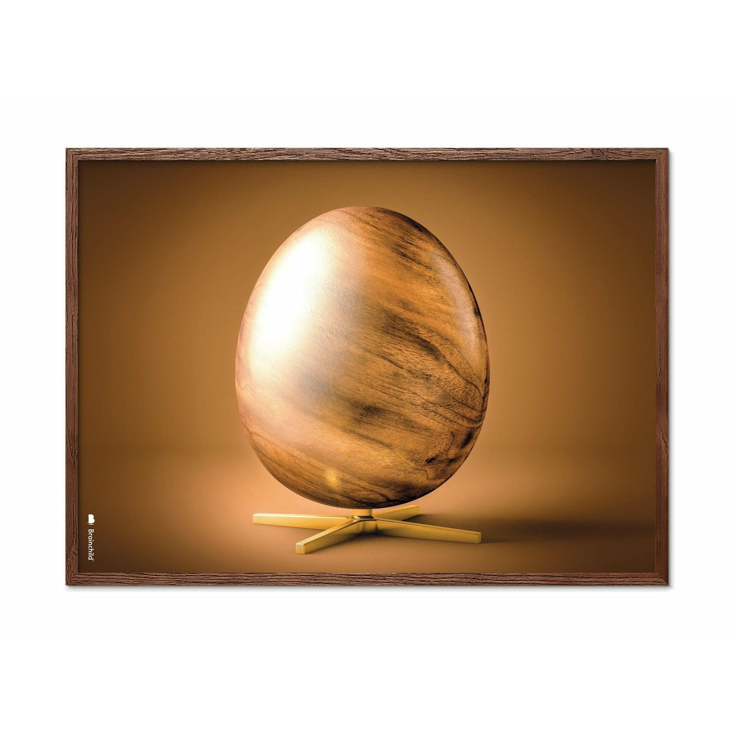 Brainchild Egg Figure Cross -Format -affisch, ram i mörkt trä 50x70 cm, brunt
