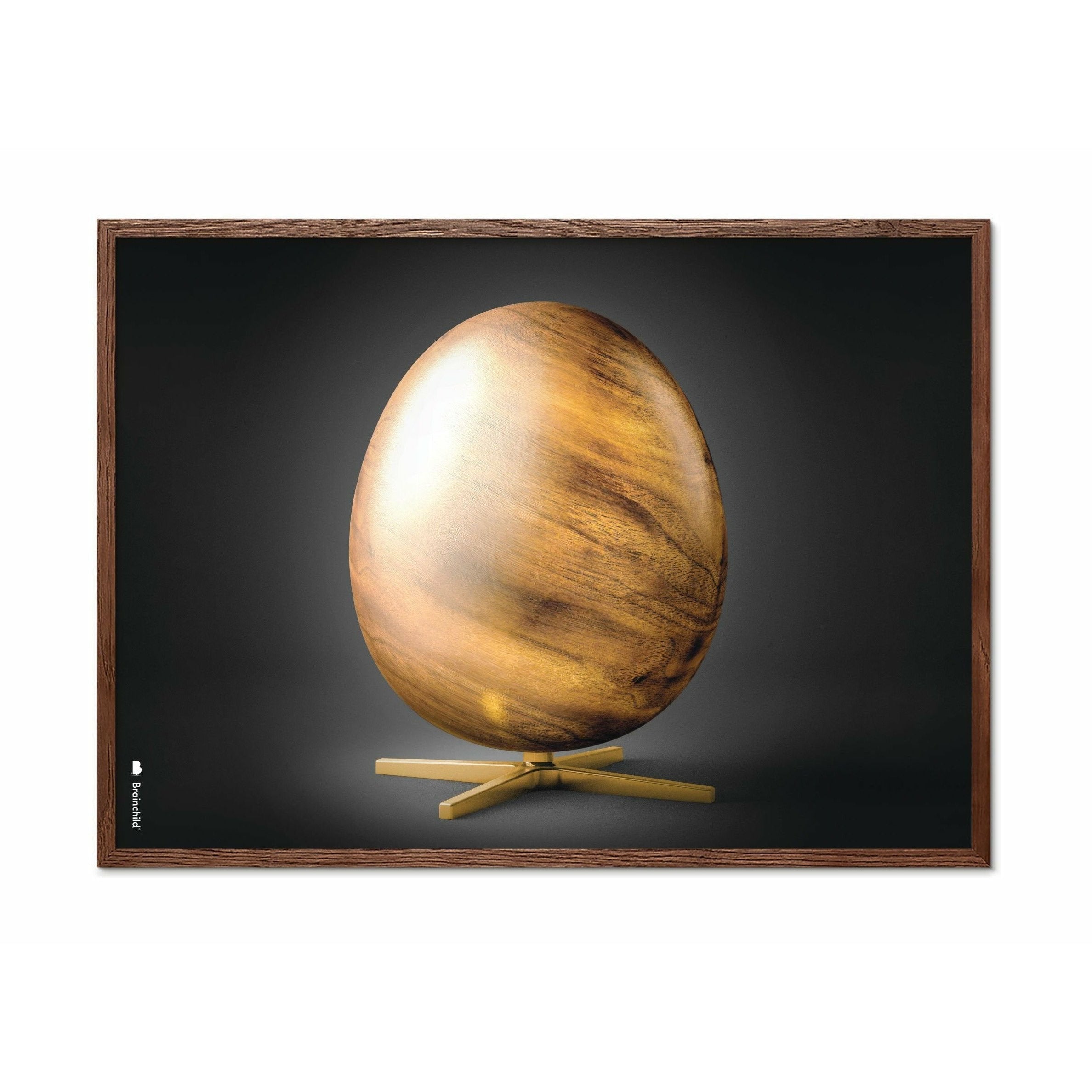 Brainchild Egg Figure Cross -Format -affisch, ram i mörkt trä A5, svart