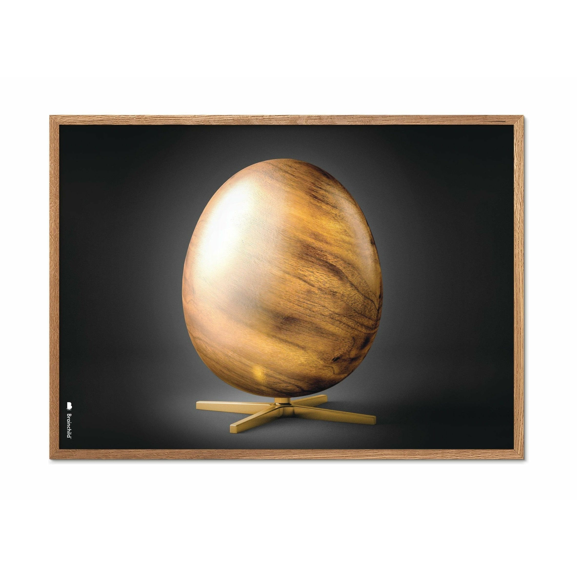 Brainchild Egg Figure Cross -format -affisch, ram i lätt trä 50x70 cm, svart