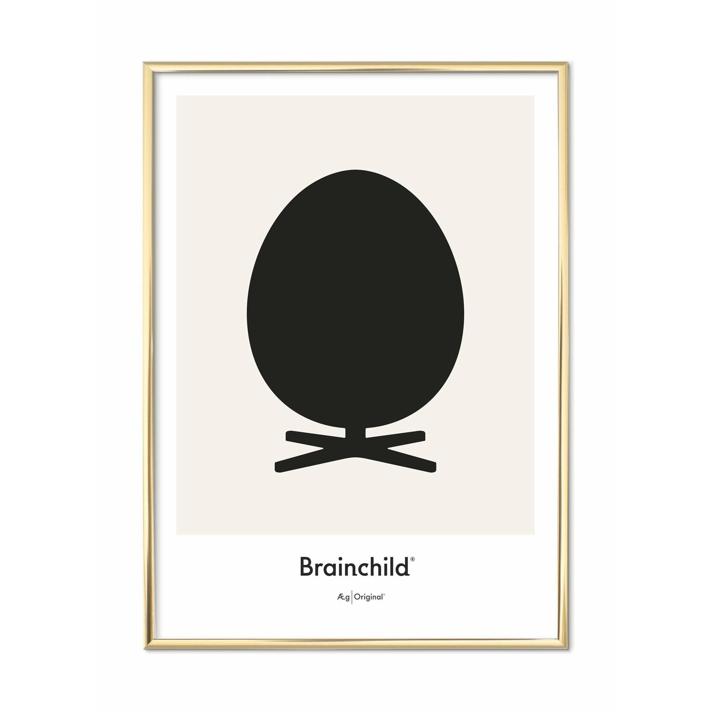 Brainchild Äggdesignikonsaffisch, mässingsfärgad ram 30x40 cm, grå