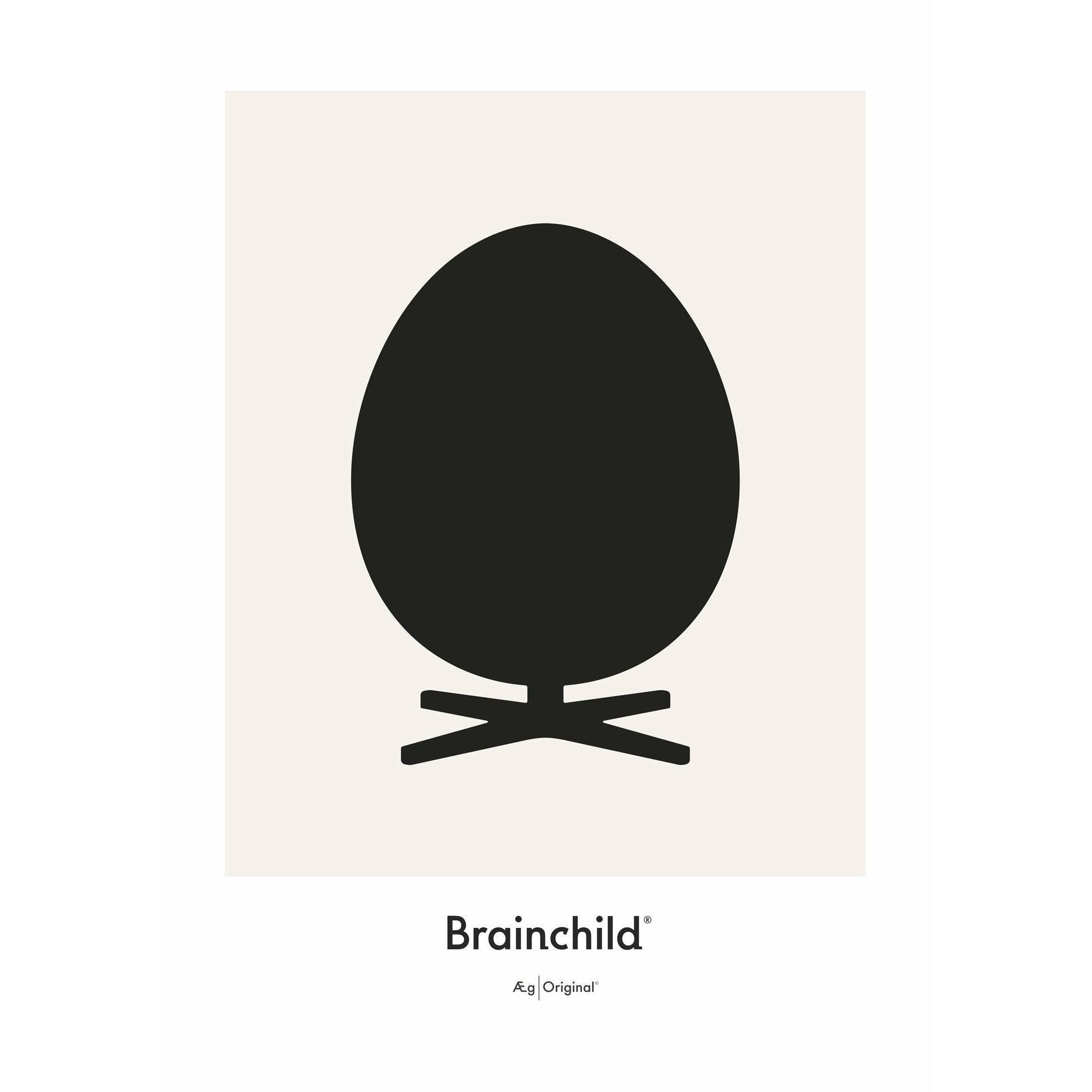 Brainchild Äggdesignikon affisch ingen ram 30x40 cm, grå