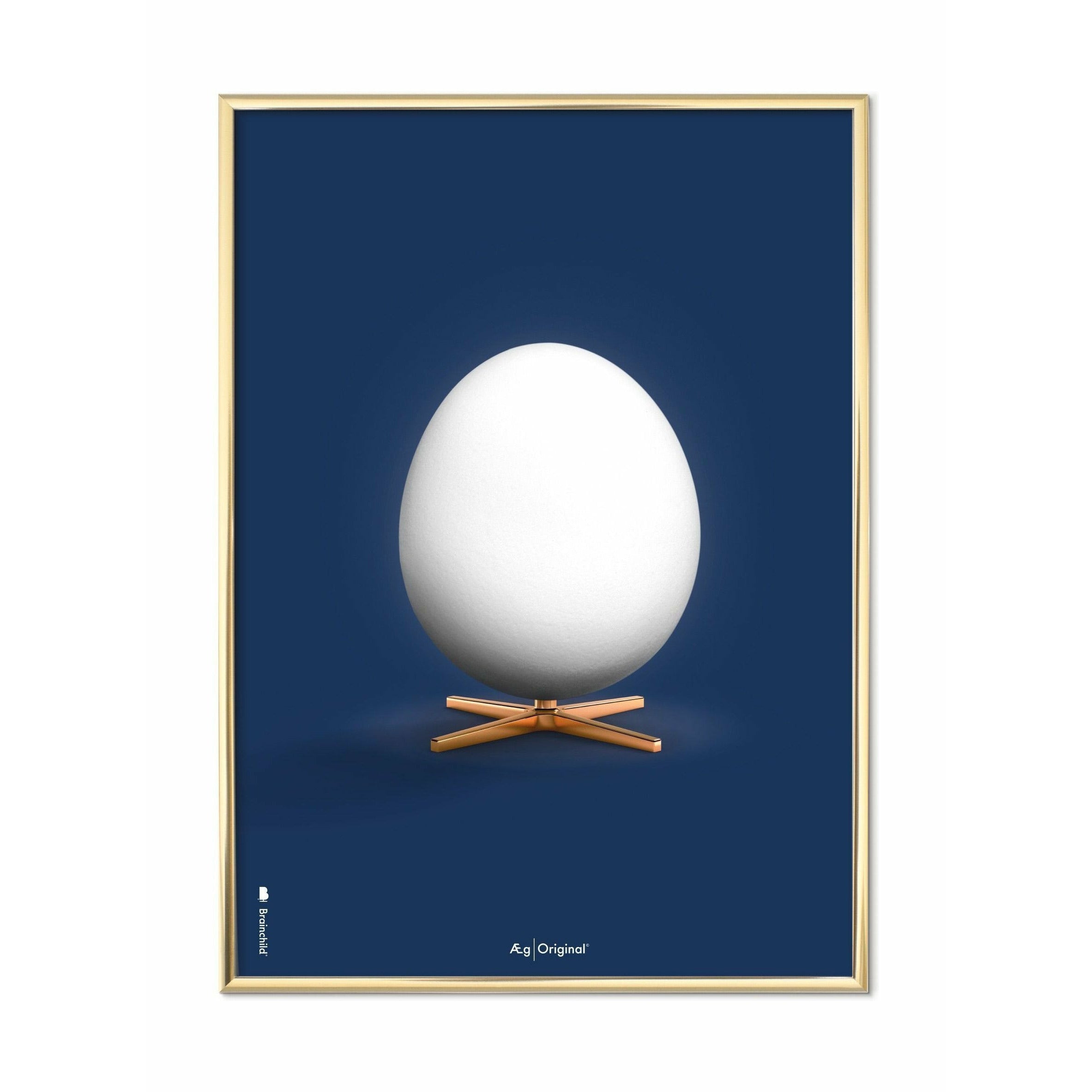 Brainchild Egg Classic Affisch, mässingsfärgad ram 50x70 cm, mörkblå bakgrund