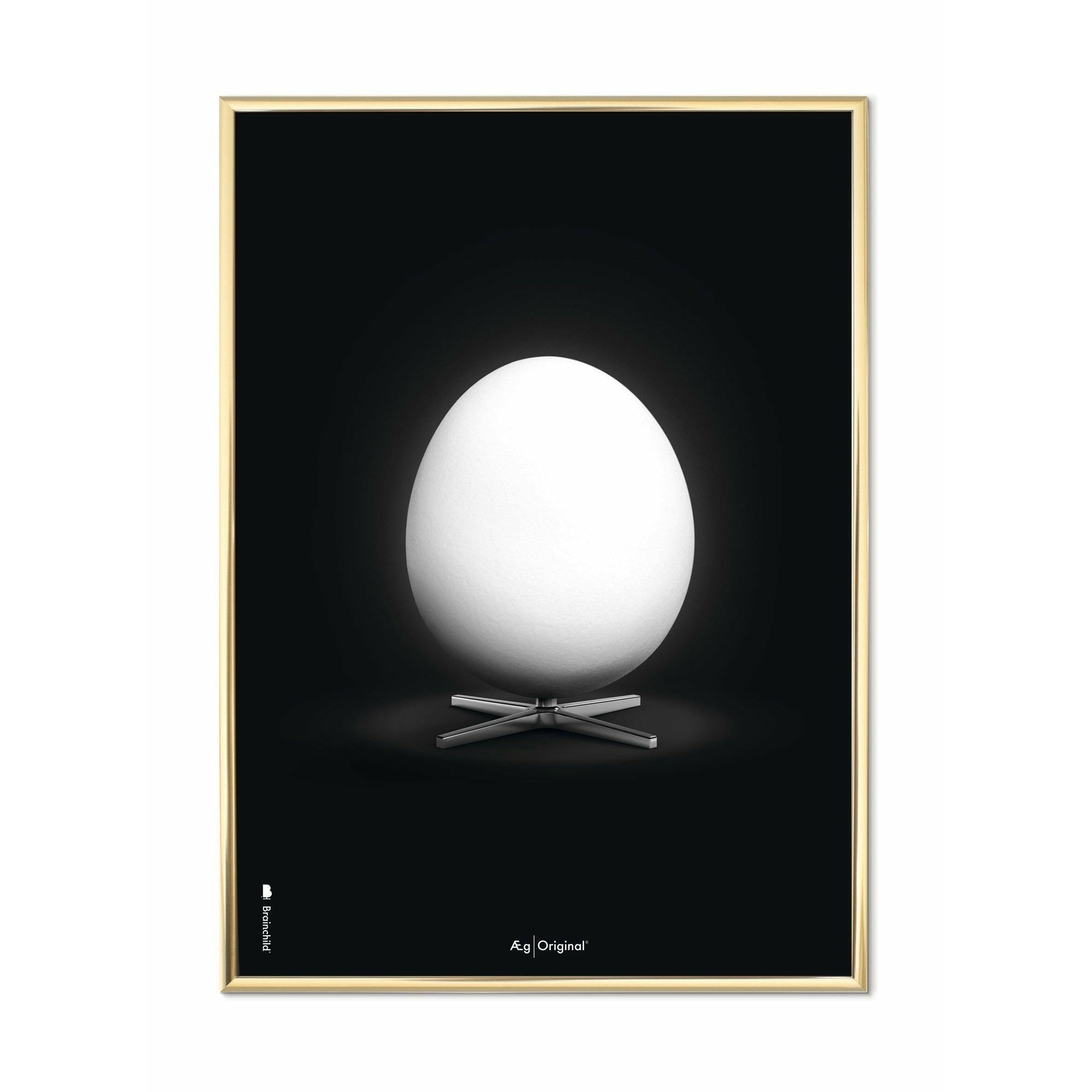 Brainchild Egg Classic Affisch, mässingsfärgad ram 50x70 cm, svart bakgrund