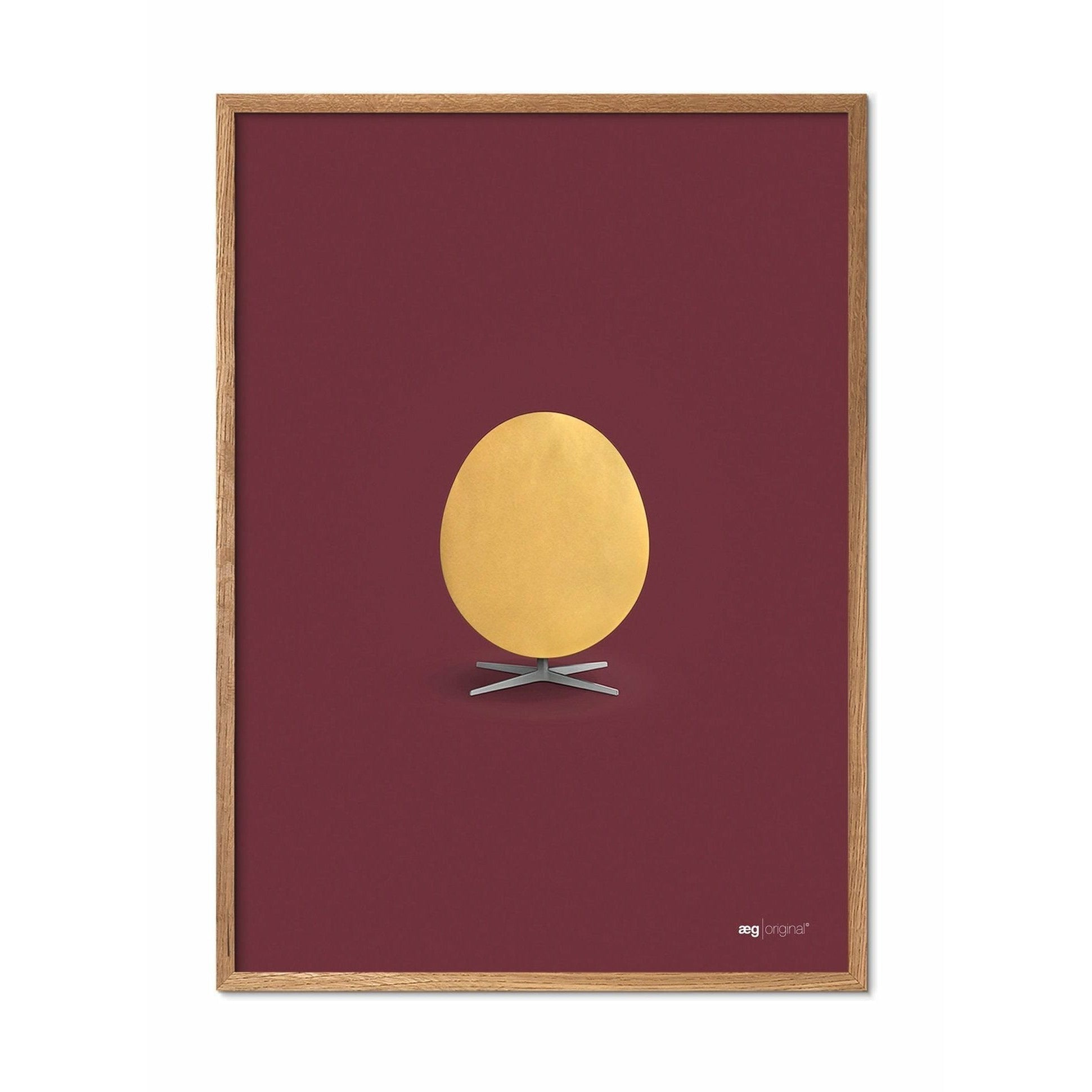 Brainchild Äggsaffisch, ram i lätt trä 50x70 cm, guld/vinröd bakgrund