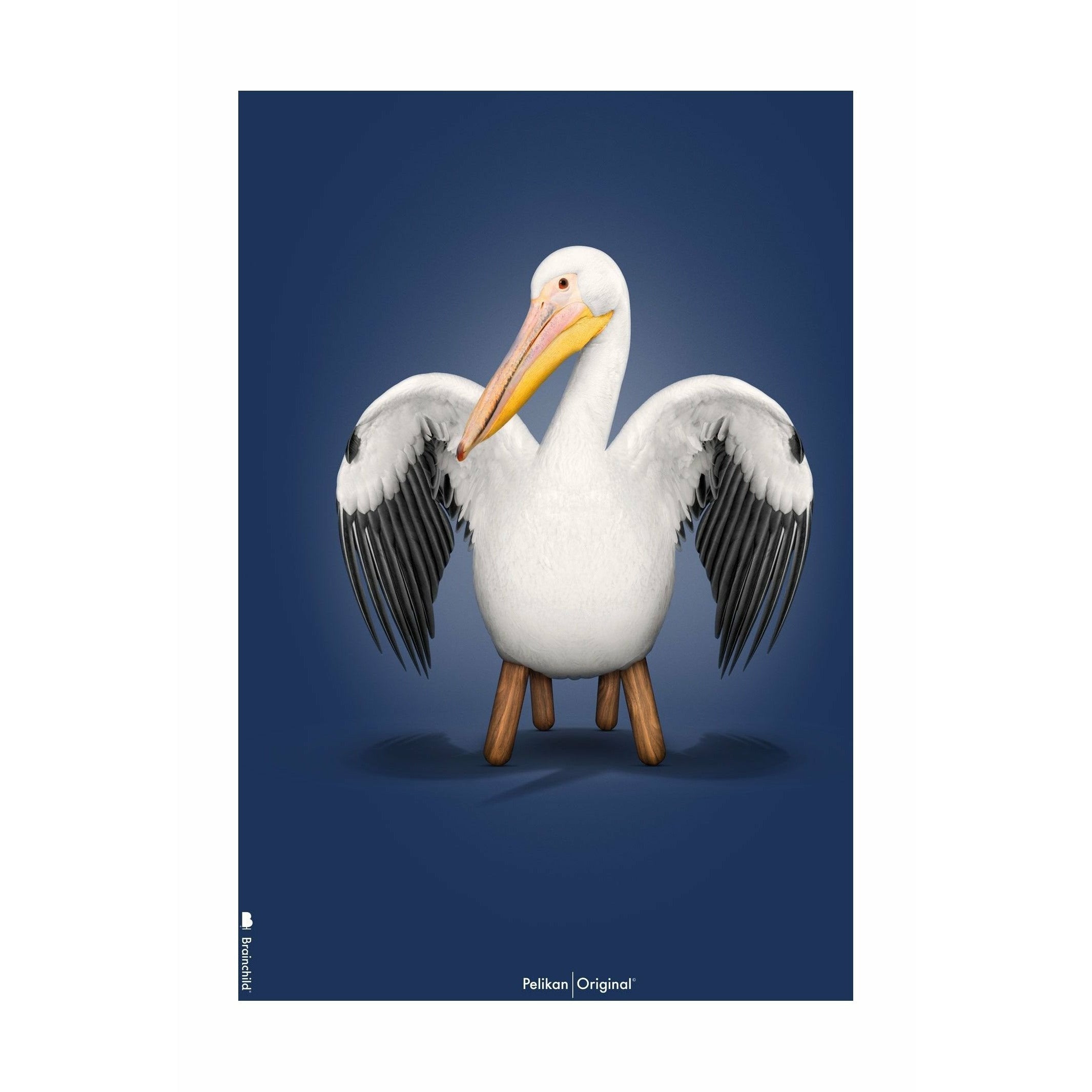 Brainchild Pelican Classic Poster ingen ram A5, mörkblå bakgrund